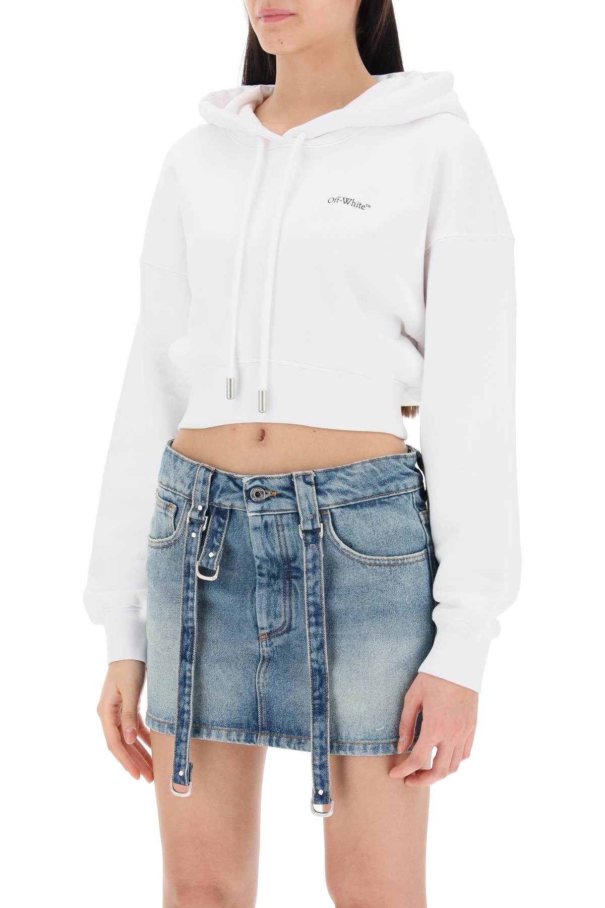 Shop Off-white X-ray Arrow Cropped Hoodie In Bianco/multicolor