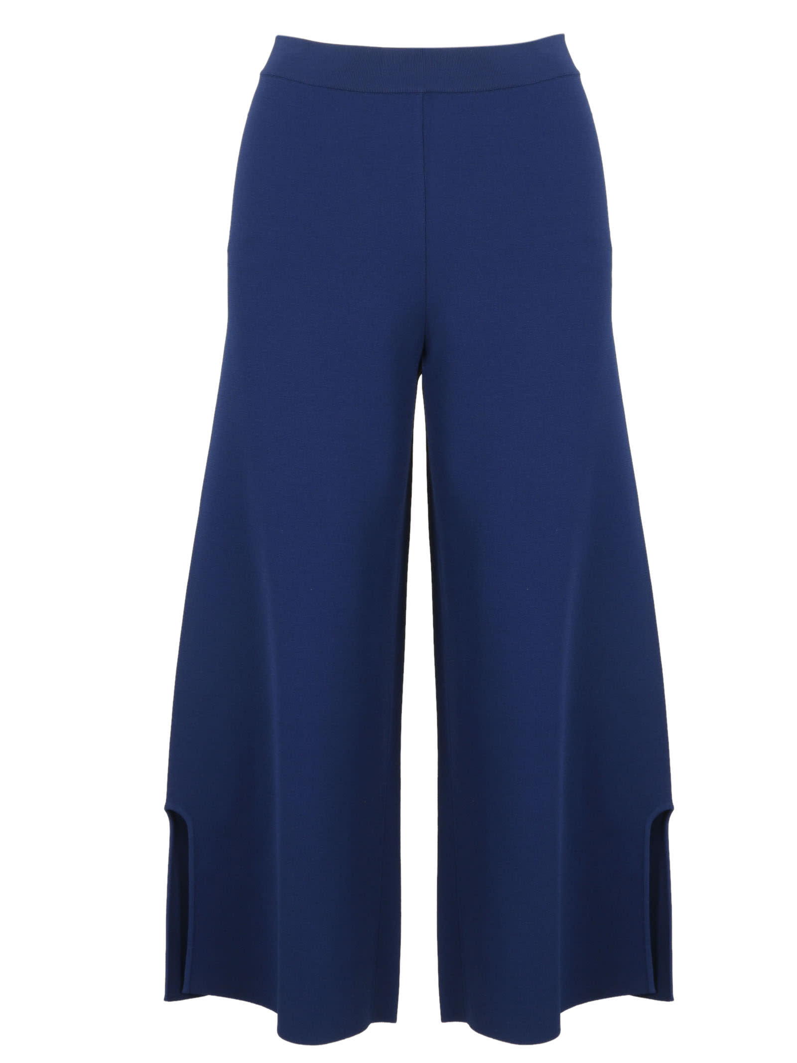 Stella Mccartney Compact Knit Crop Trousers In Blue