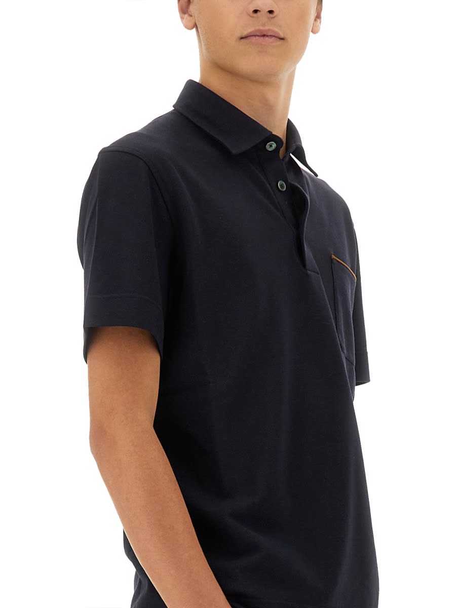 Shop Zegna Cotton Polo In Blue