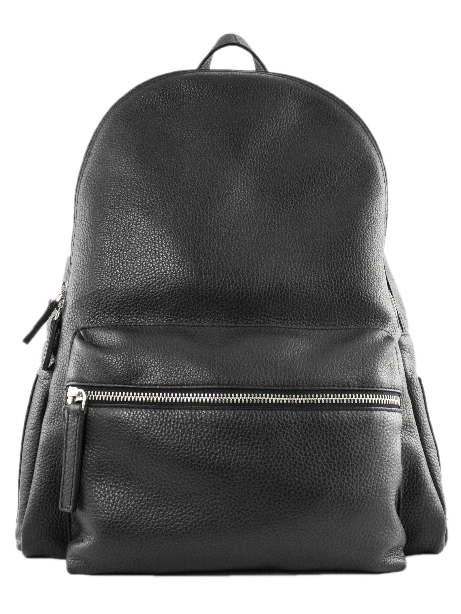 Orciani Micron Deep Backpack In Black Grained Leather