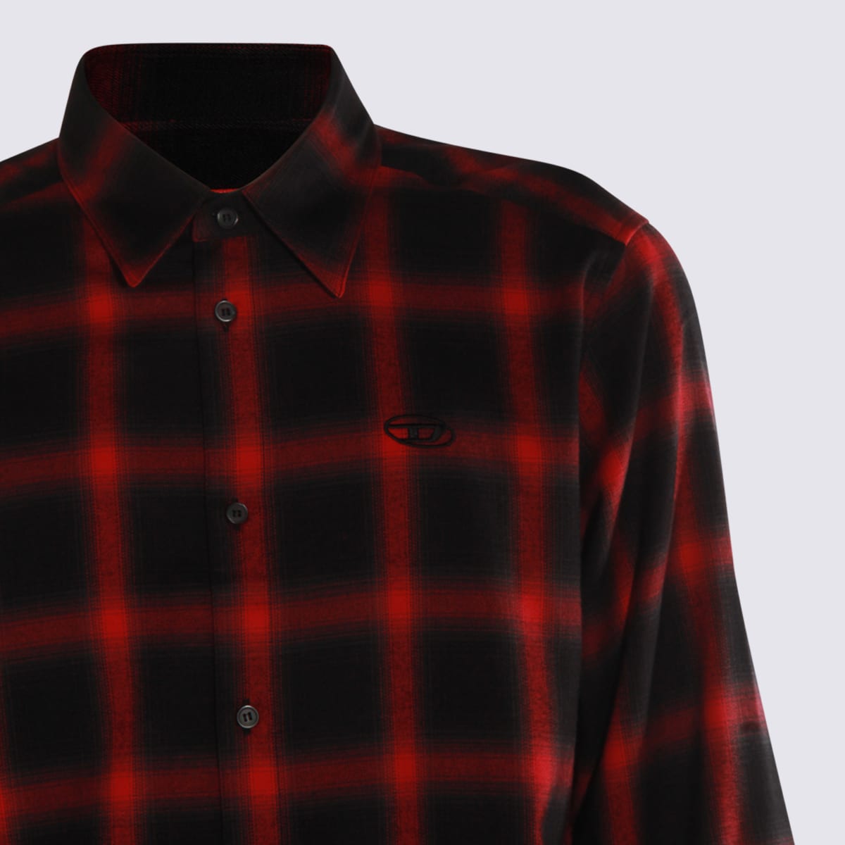Diesel Button-up Shirt With Bold Checkered Pattern In Red