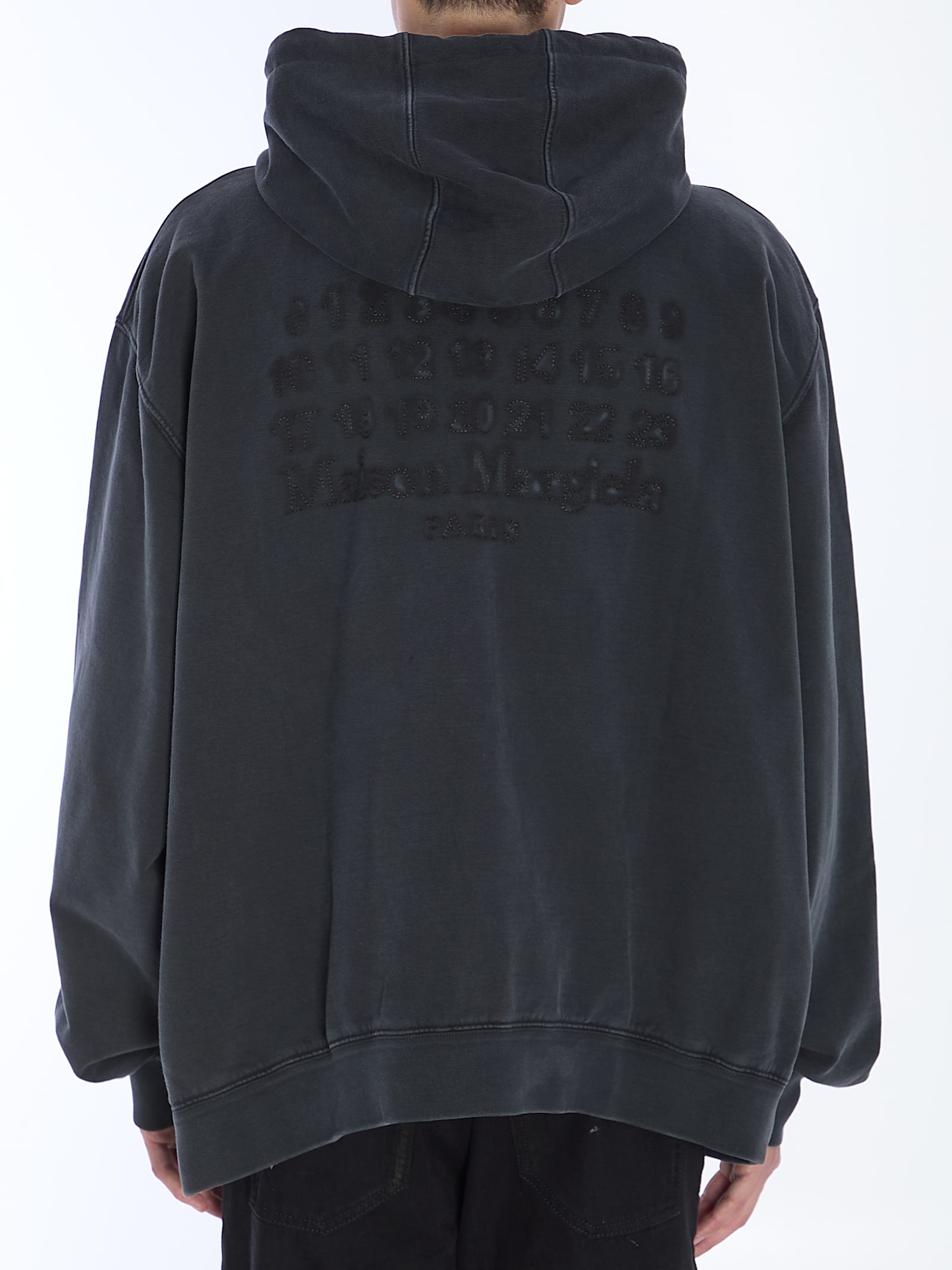 Shop Maison Margiela Embroidered Logo Hoodie In Black