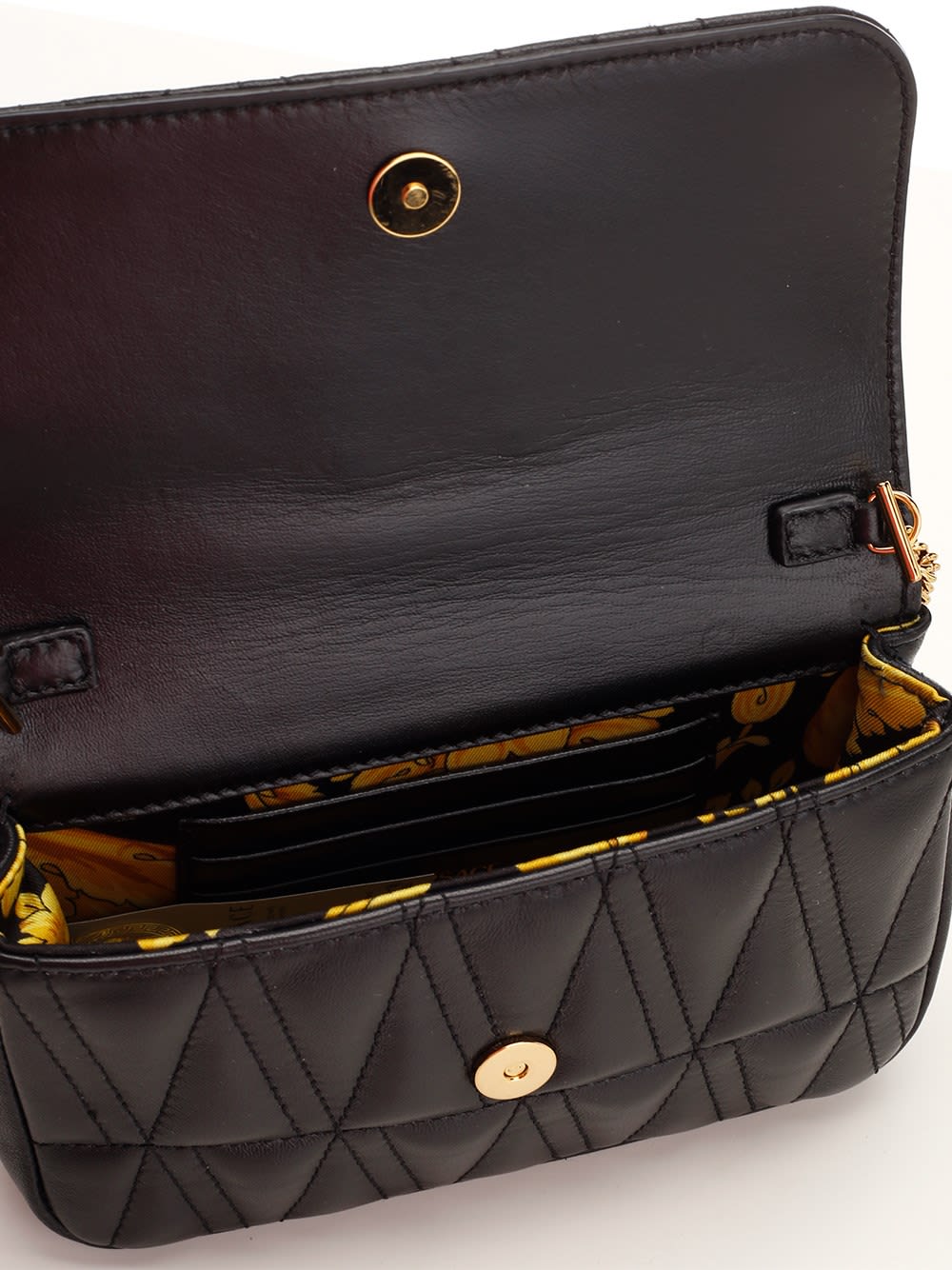 Shop Versace Mini Virtus Crossbody Bag In Black