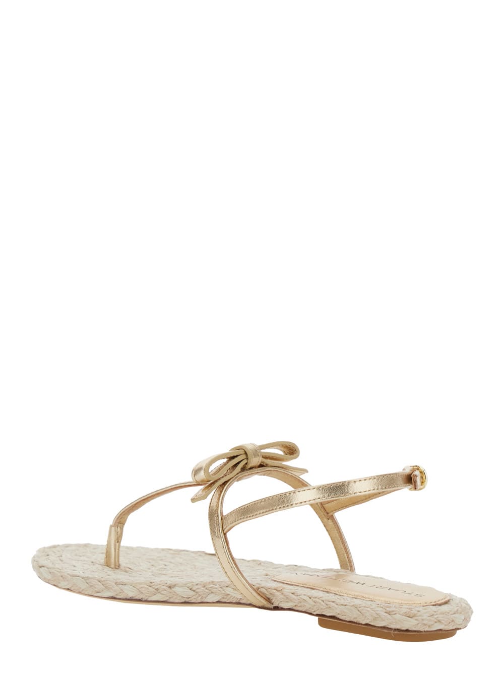 Shop Stuart Weitzman Felicity Metallic Thong Sandals With Adjustable Strap Closure In Leather Woman