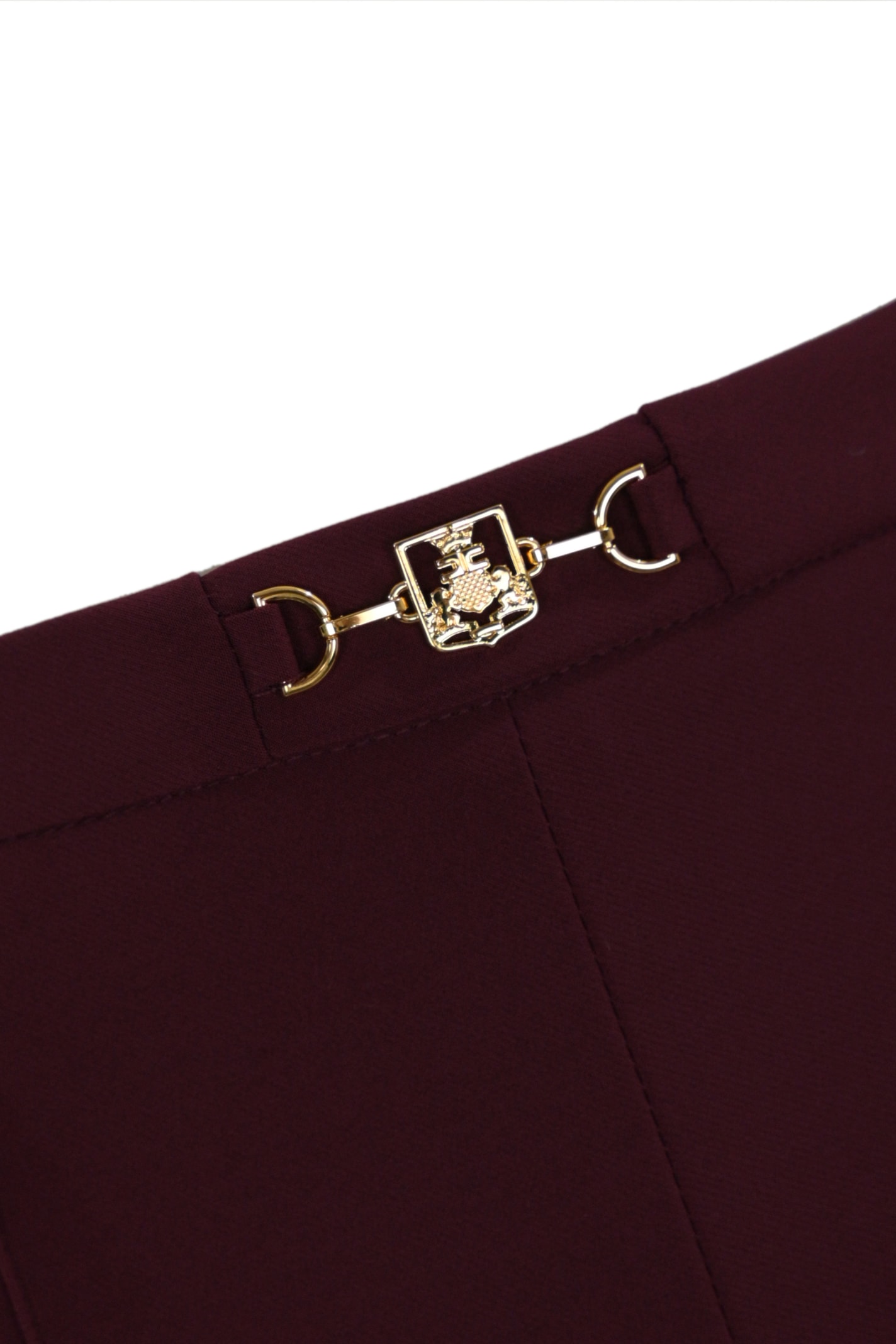 Shop Elisabetta Franchi Technical Fabric Trousers With Horsebit In Rouge Noir