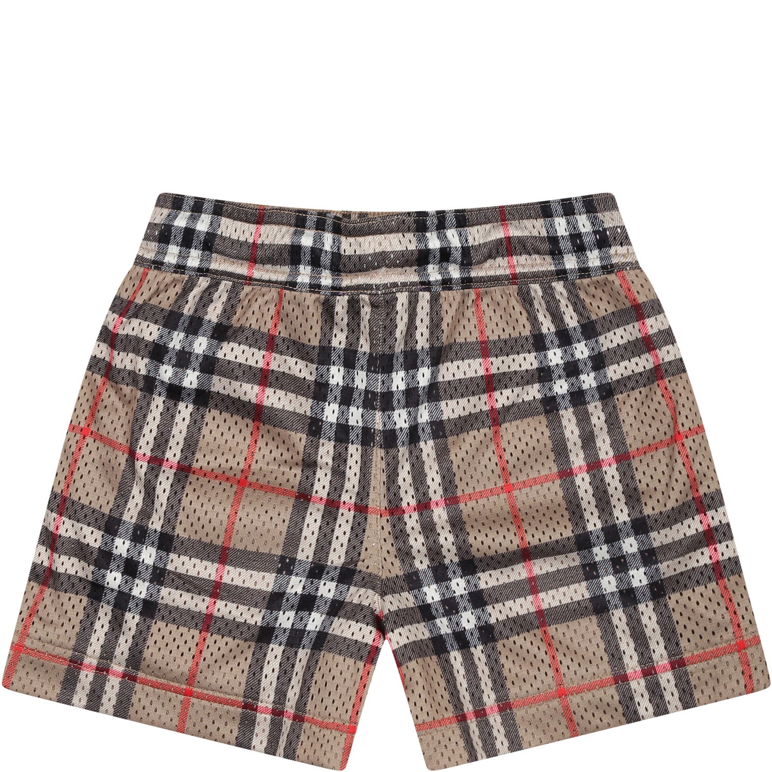 Shop Burberry Beige Sports Shorts For Baby Boy With Iconic Vintage Check In Archive Beige Ip Chk