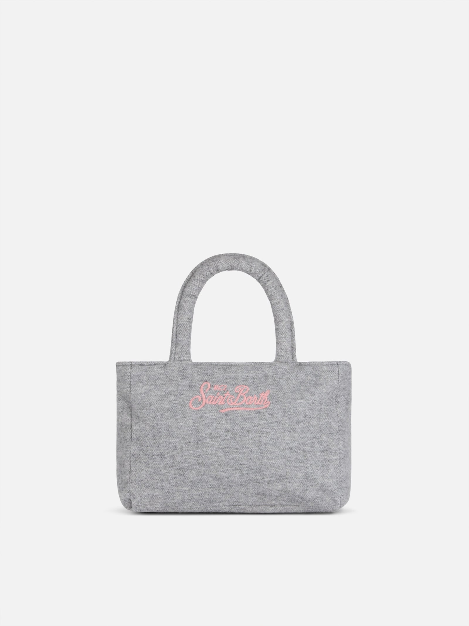 Mc2 Saint Barth Soft Wooly Clarine Handbag With Jacquard Maxi Logo In Grey