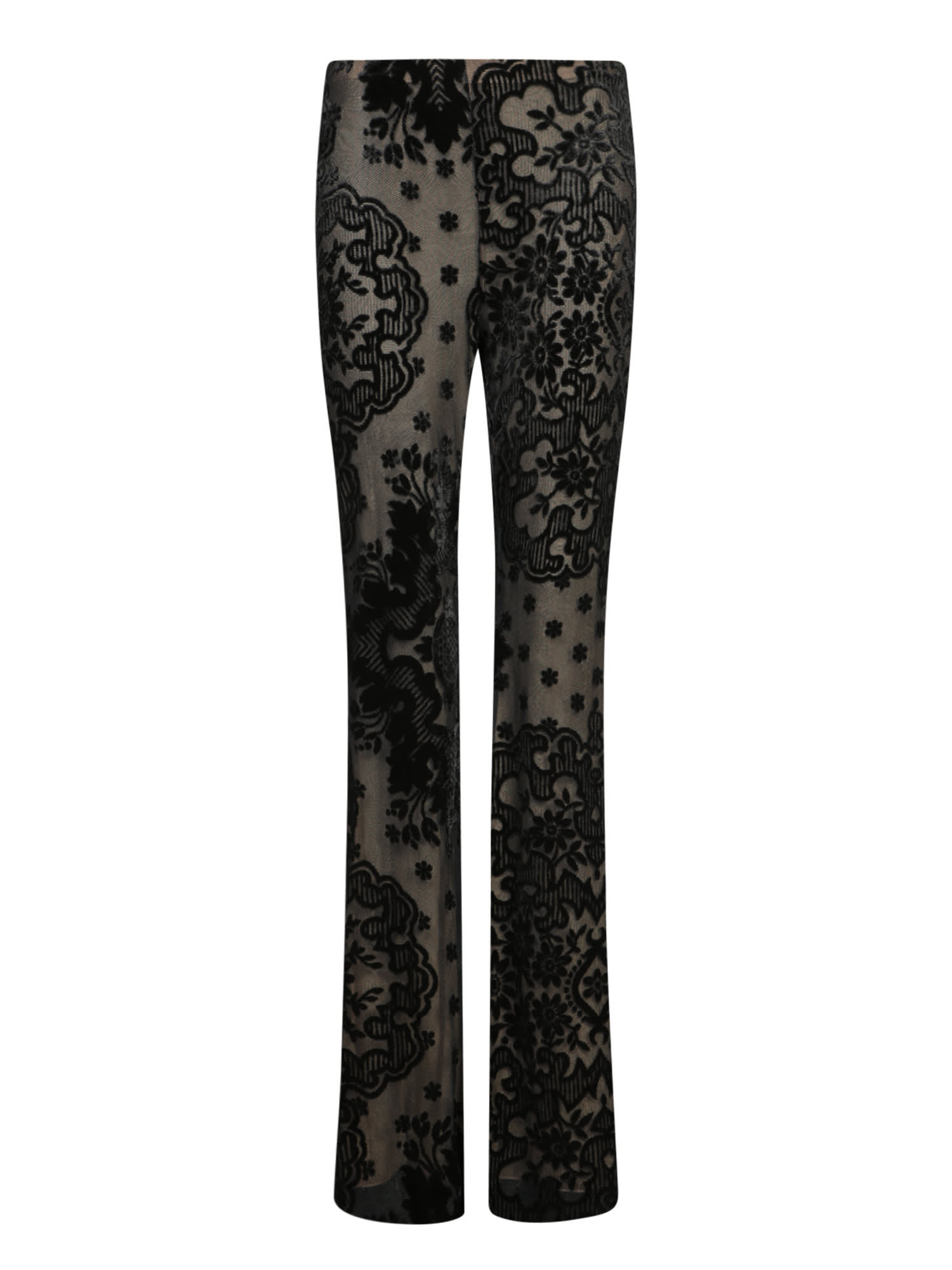 Shop Etro Black Tone-on-tone Tattoo Trousers