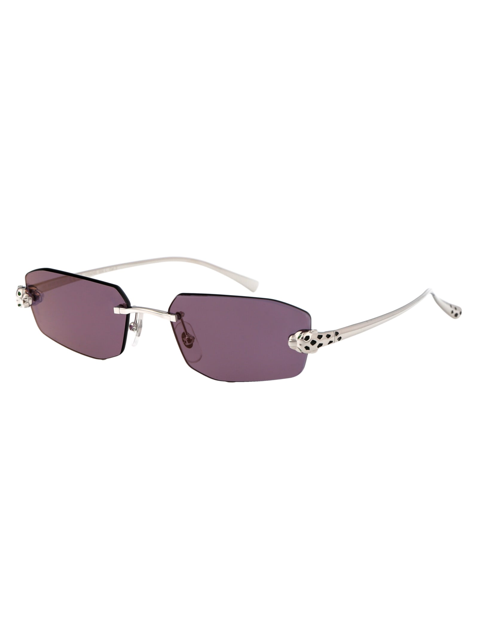 Shop Cartier Ct0474s Sunglasses In 004 Silver Silver Violet