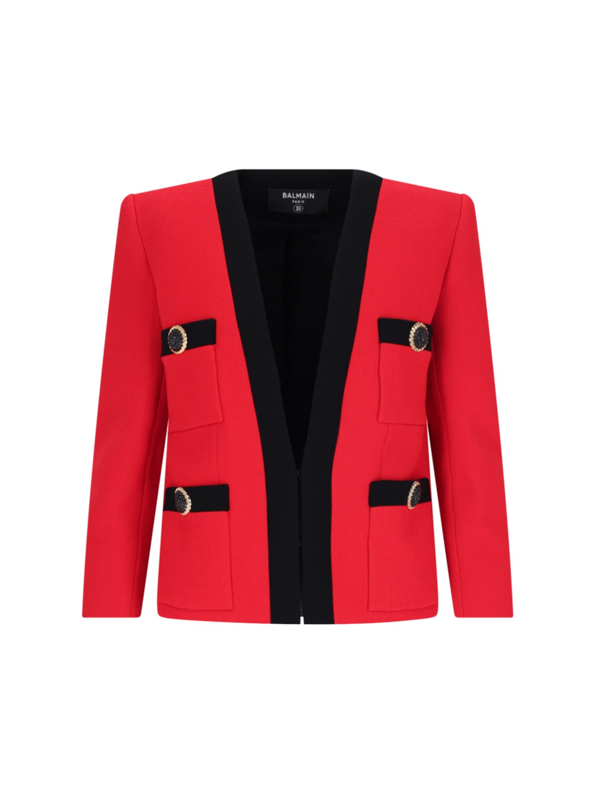 Shop Balmain Wool Jacket In Red