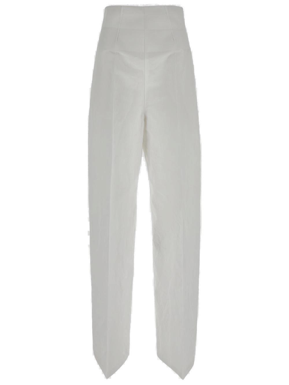 Shop Sportmax High Waist Straight Leg Trousers In White