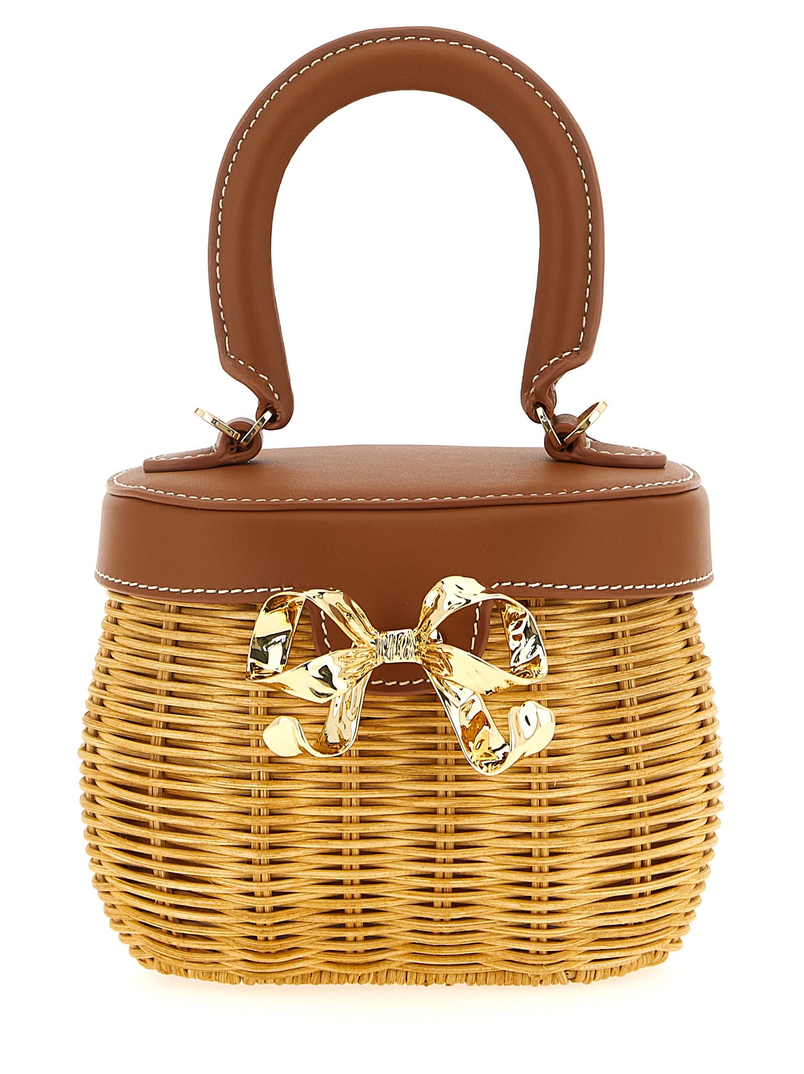 Self-portrait Rattan Bow Basket Handbag