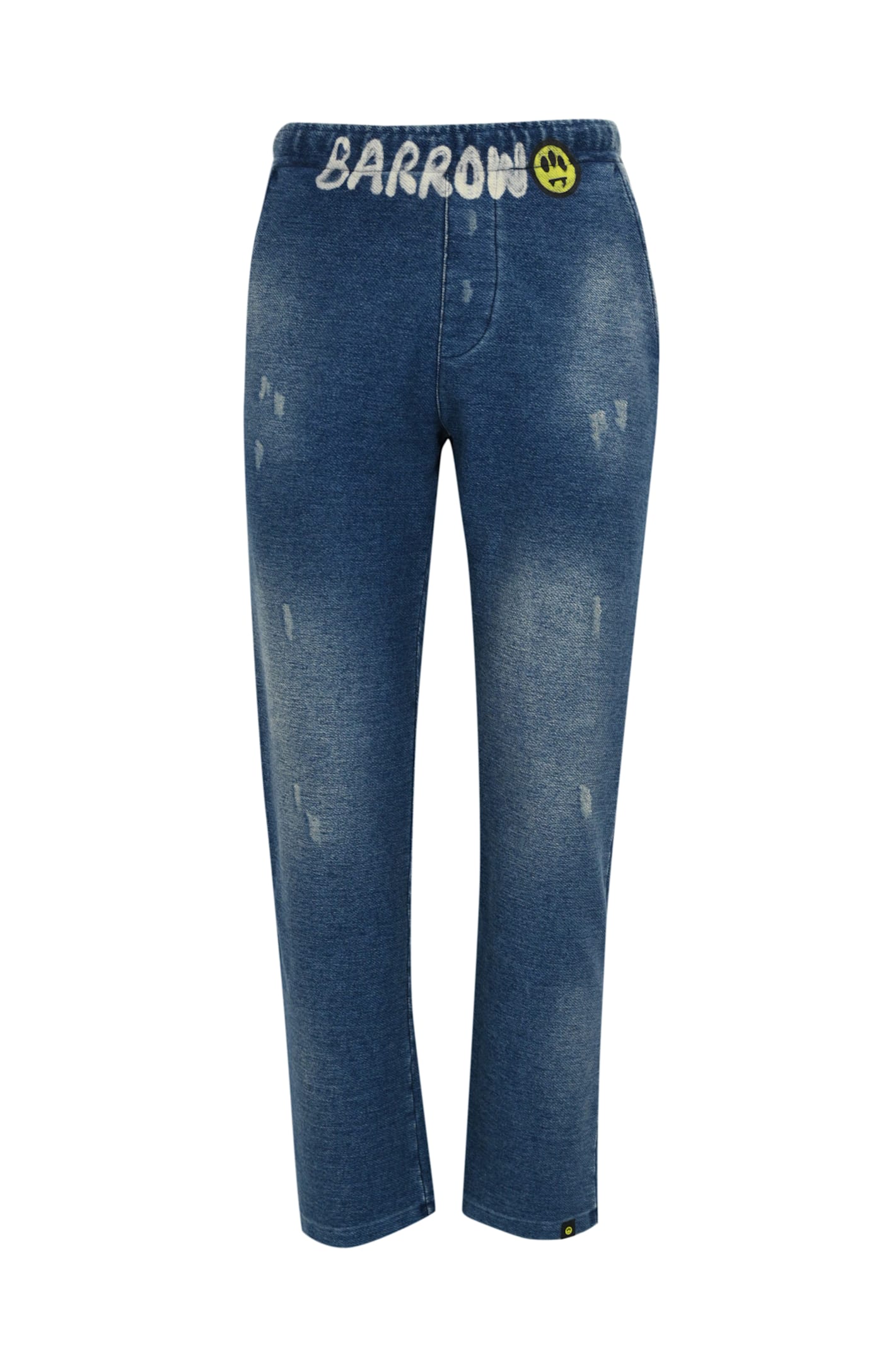 Barrow Denim-effect Cotton Trousers With Logo In Denim