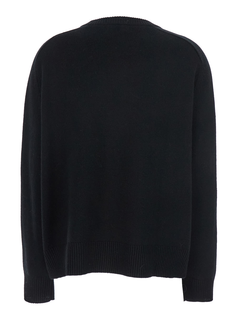 Goat Boyfriend Black Crewneck Sweater With Dropped Shoulders In Cashmere Woman In Black