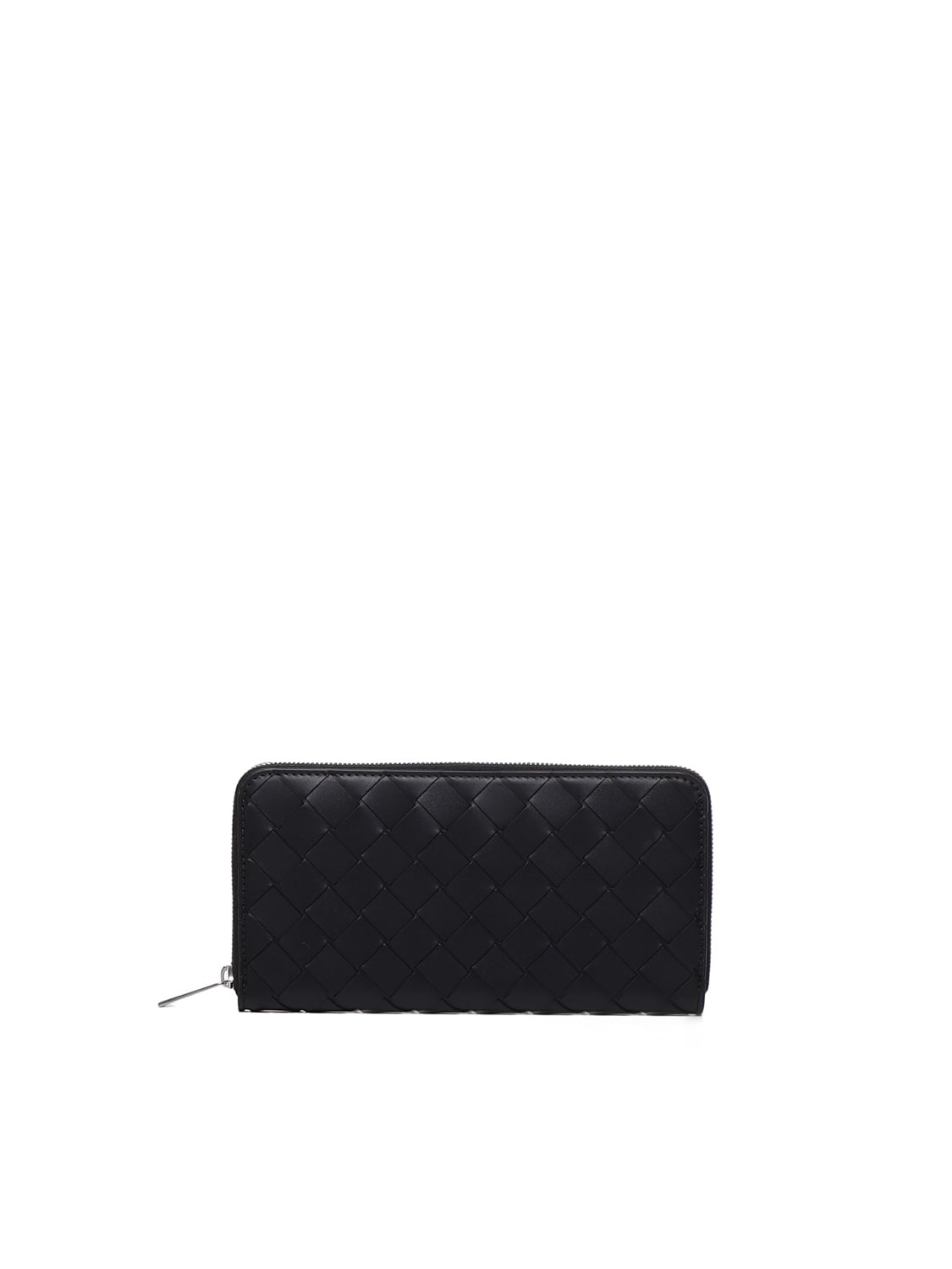 Bottega Veneta Intrecciato Zipped Wallet In Black