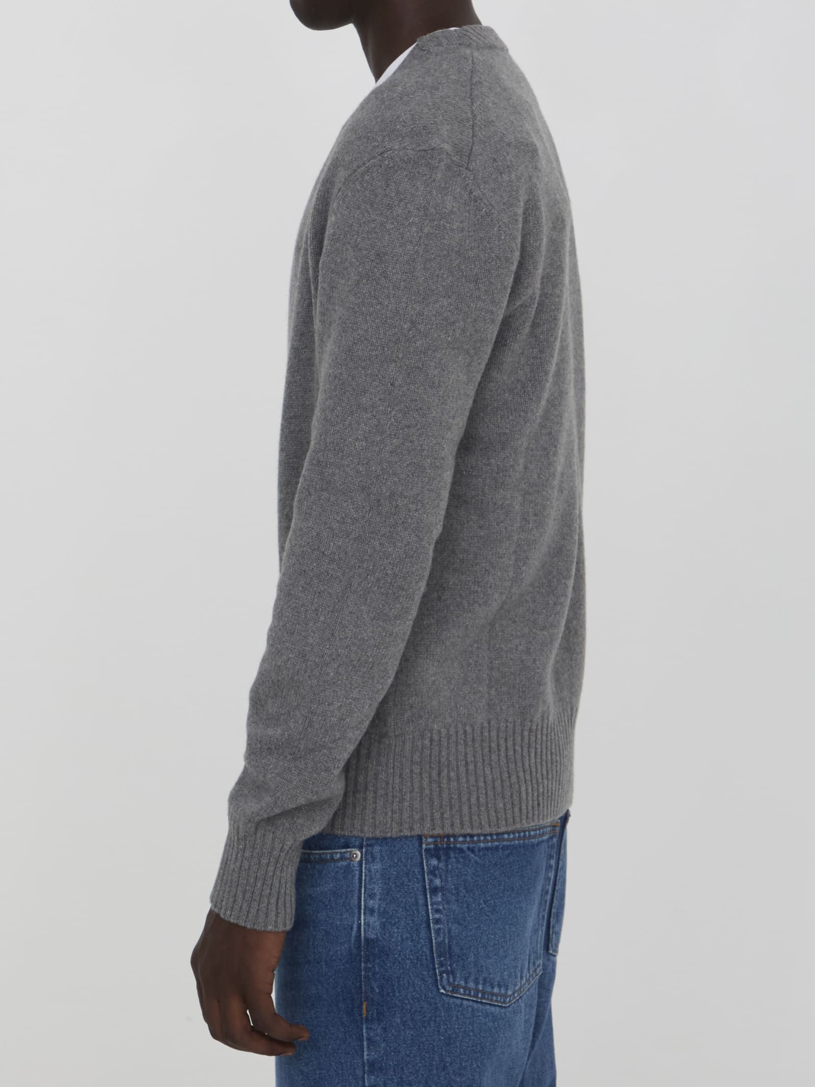 Shop Ami Alexandre Mattiussi Ami De Coeur Cardigan In Grey