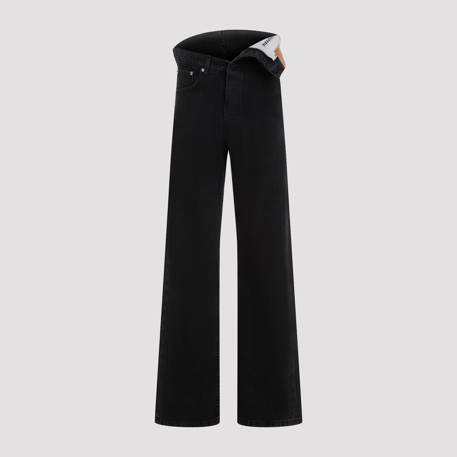 Shop Y/project Evergreen Asymmetric Jeans In Evergreen Black