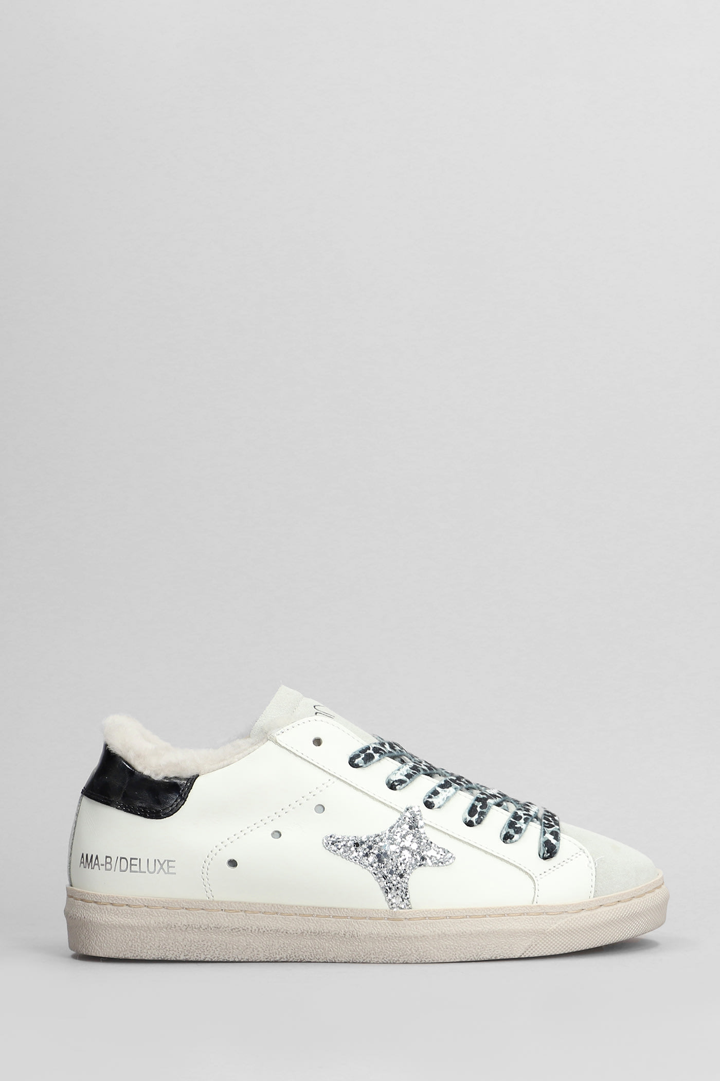 Sneakers In White Suede And Leather