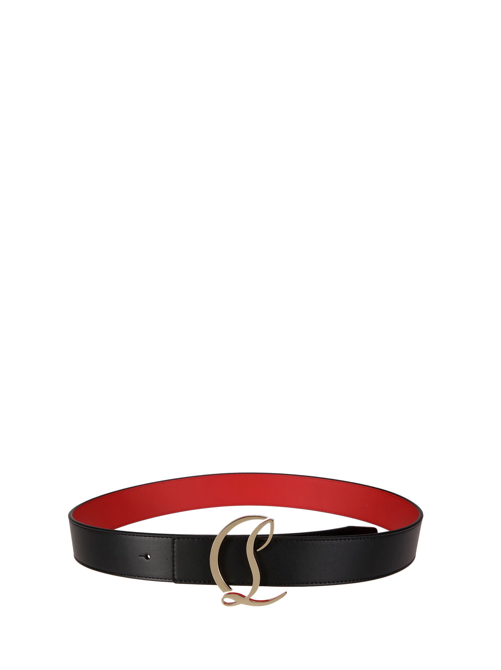 Shop Christian Louboutin W Cl Logo Belt 35 In Black/gold