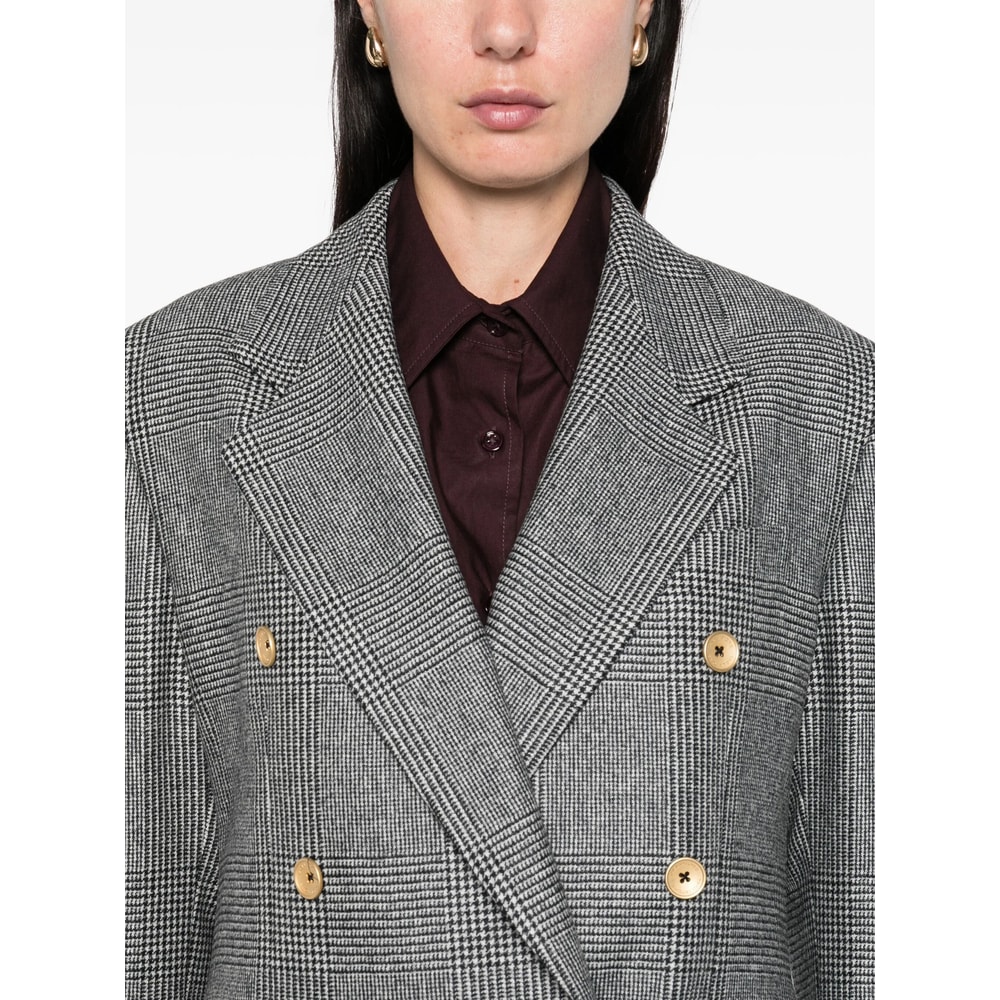 Tagliatore Double-breasted Jacket In Prince Of Wales Wool In Gray