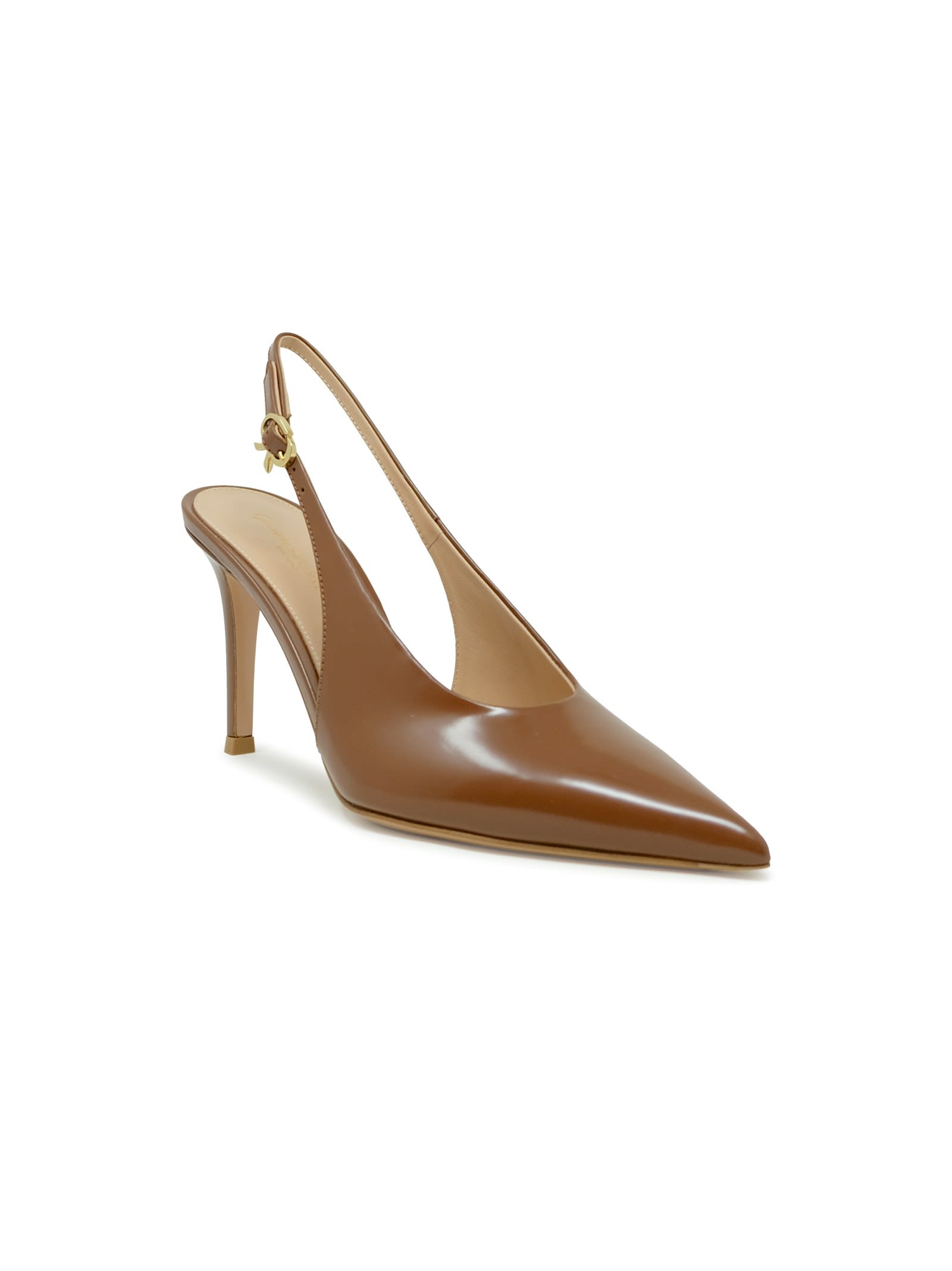 Shop Gianvito Rossi Camel Leather Slingback