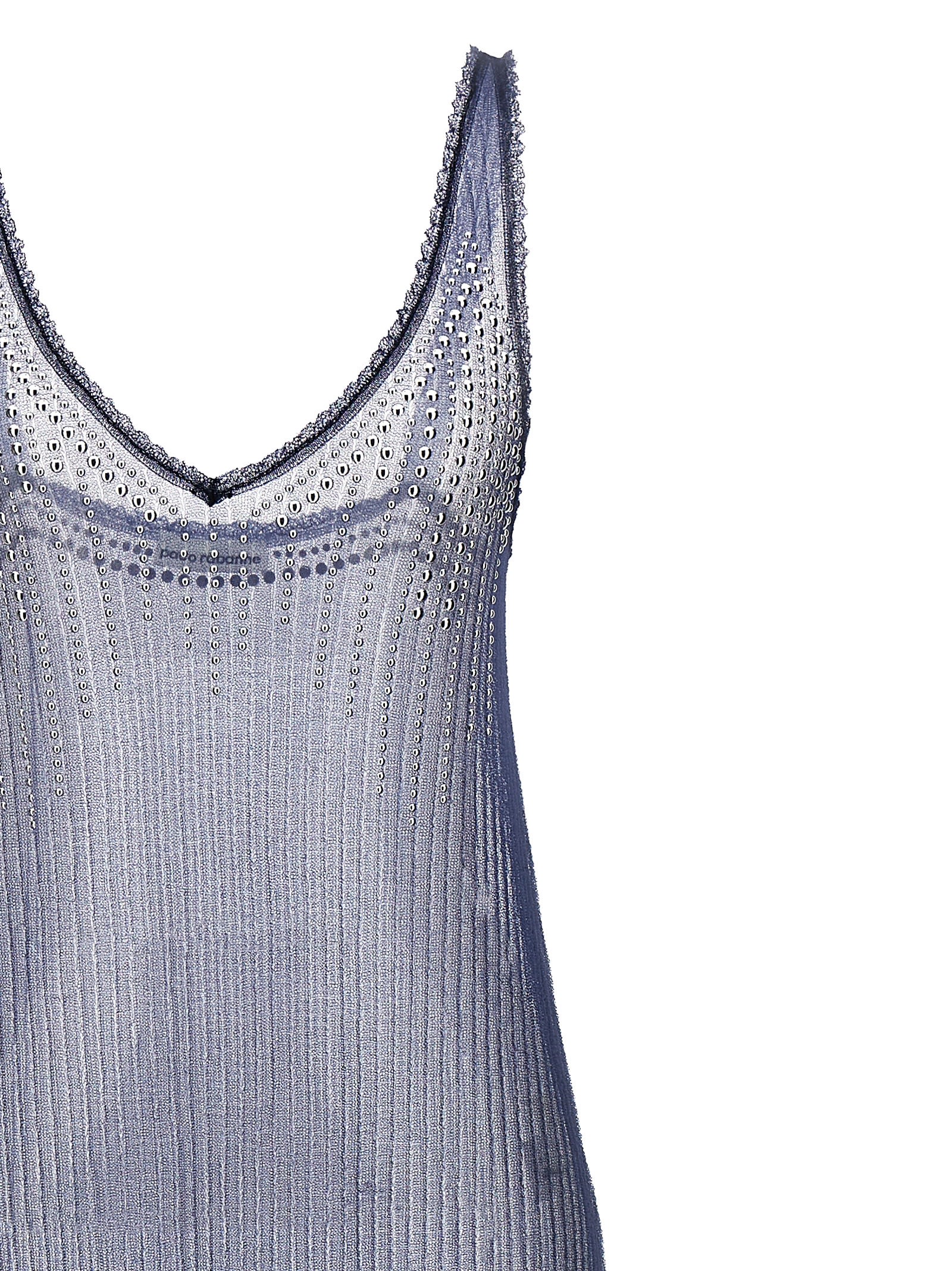 Shop Rabanne Studded Mesh Dress In Blue