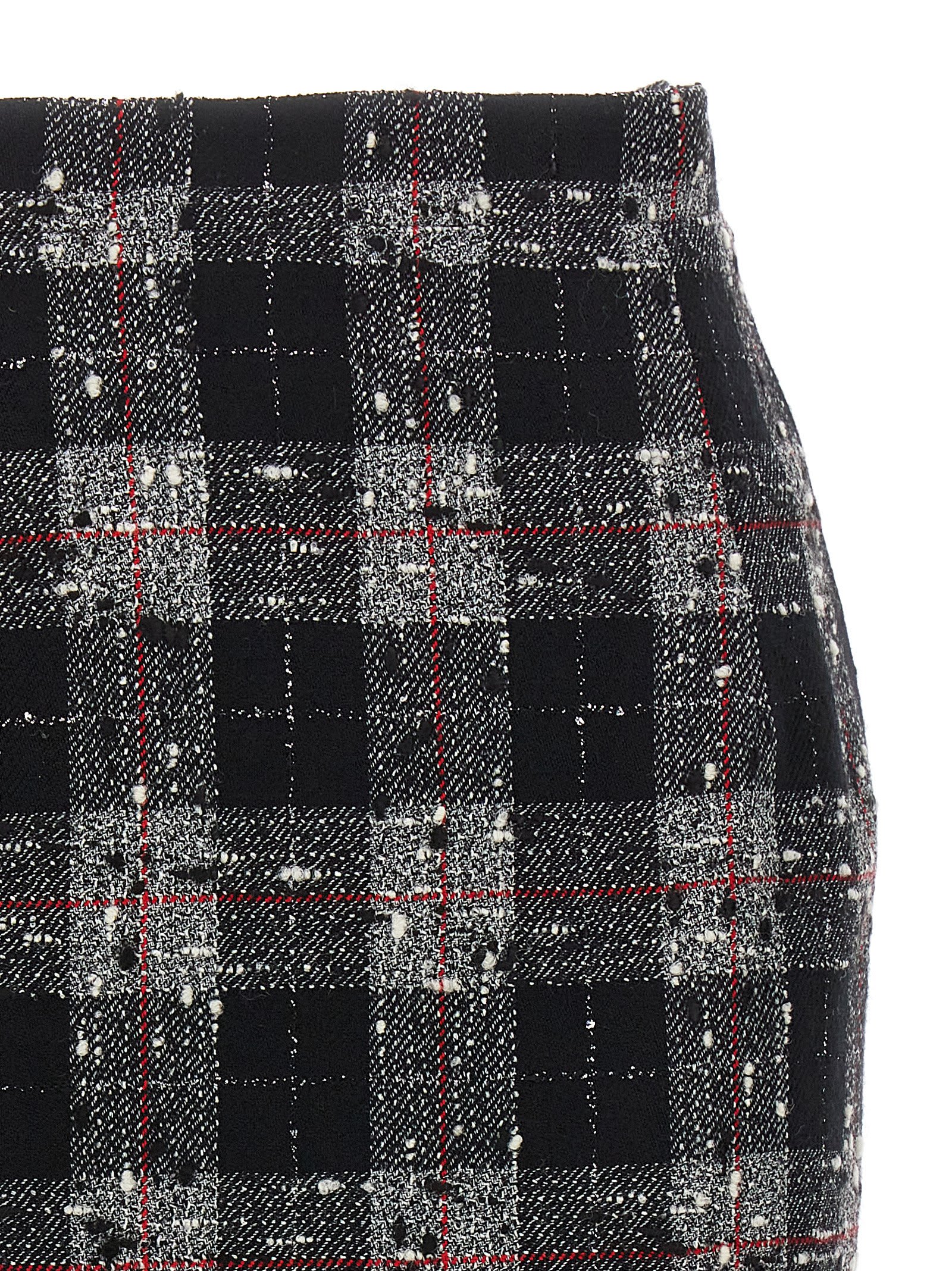 Shop Alessandra Rich Check Wool Skirt In Black