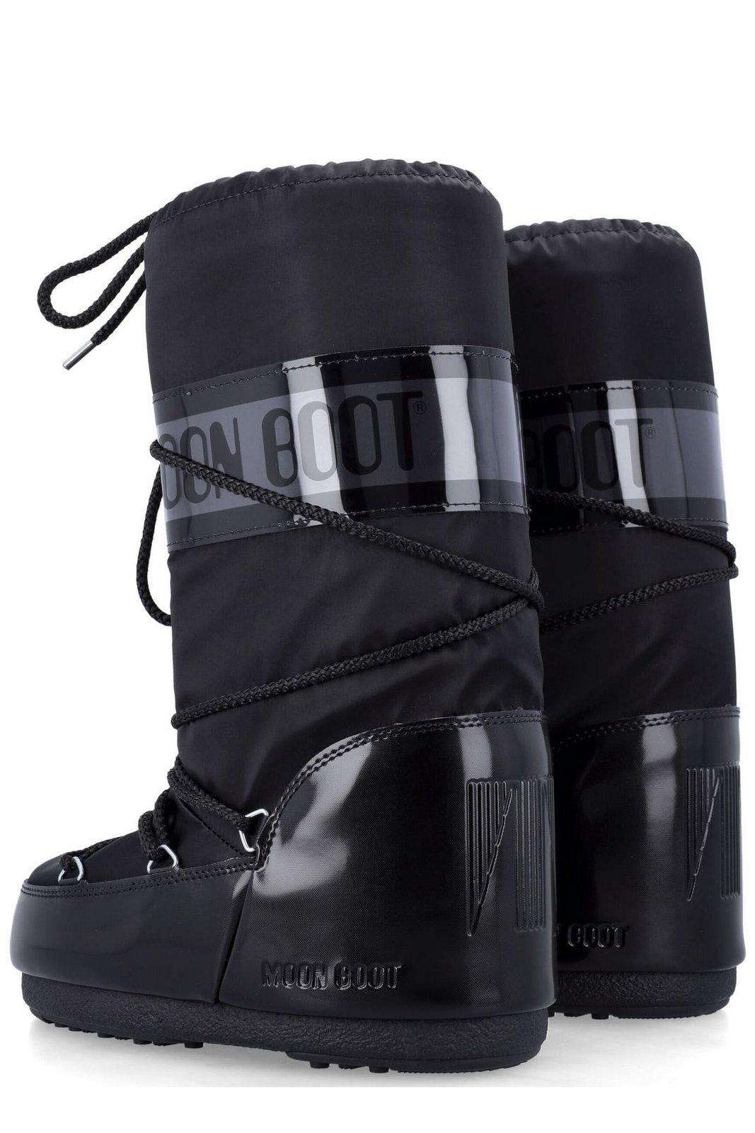 Moon Boot Icon Glance Satin Lace-up Snow Boots In Black