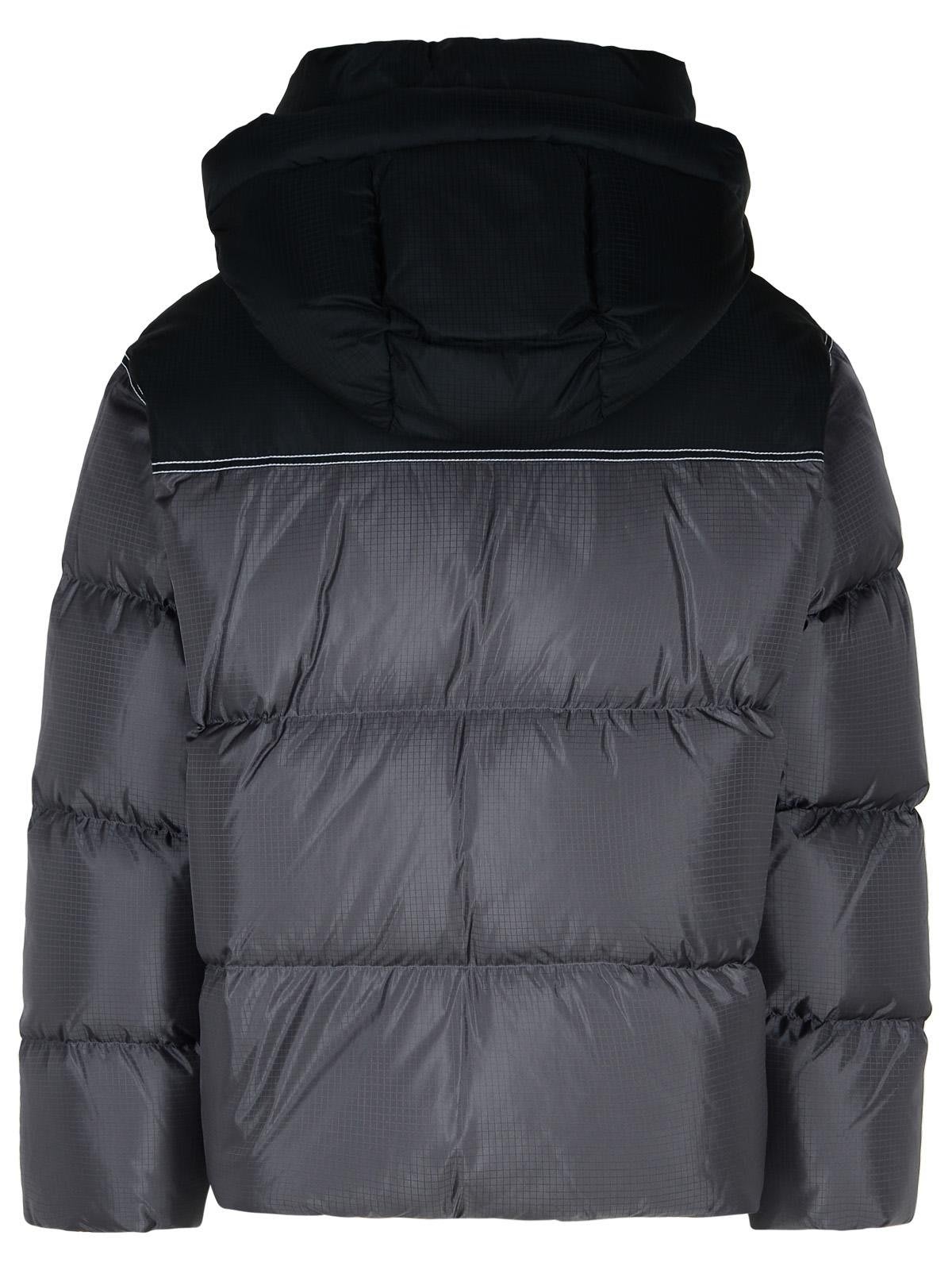 Shop Off-white Logo Patch Zip-up Down Jacket In Grigio