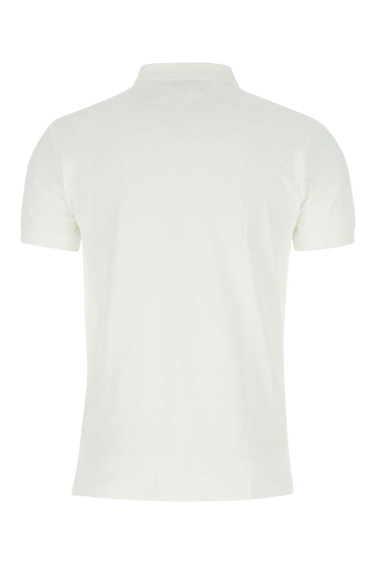Shop Polo Ralph Lauren White Piquet Polo Shirt In 002