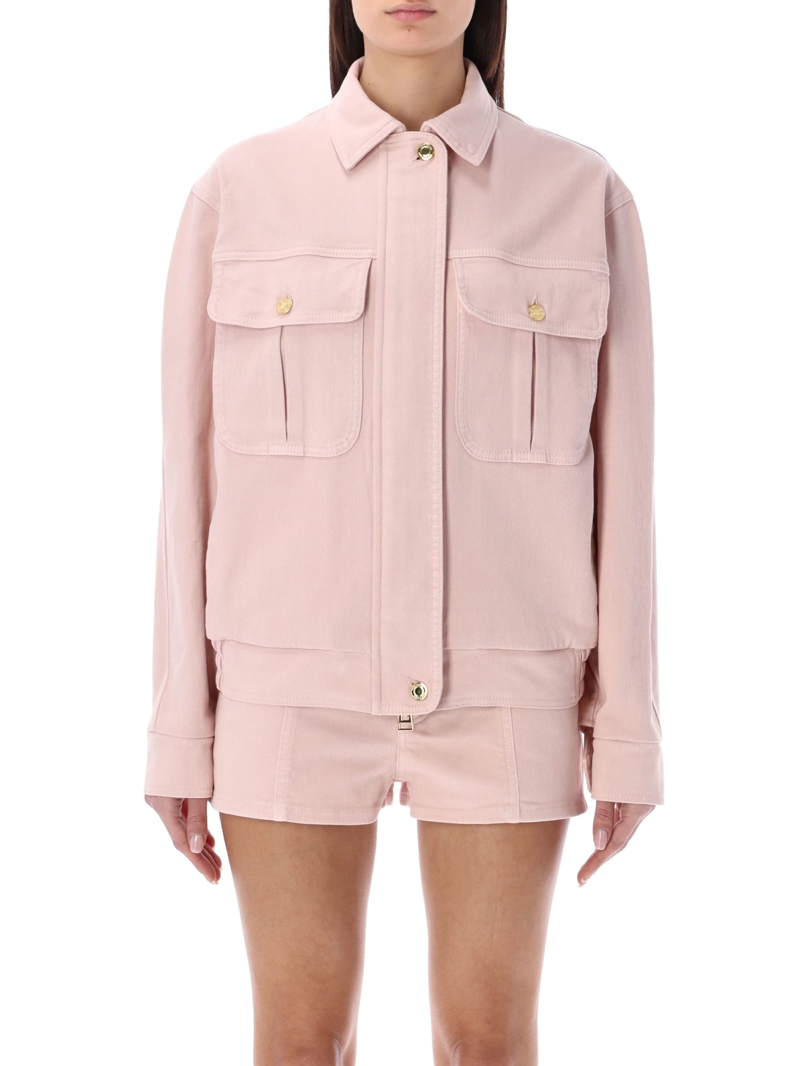 Tom Ford Cotton Denim Shirt Chest Pockets In Pink