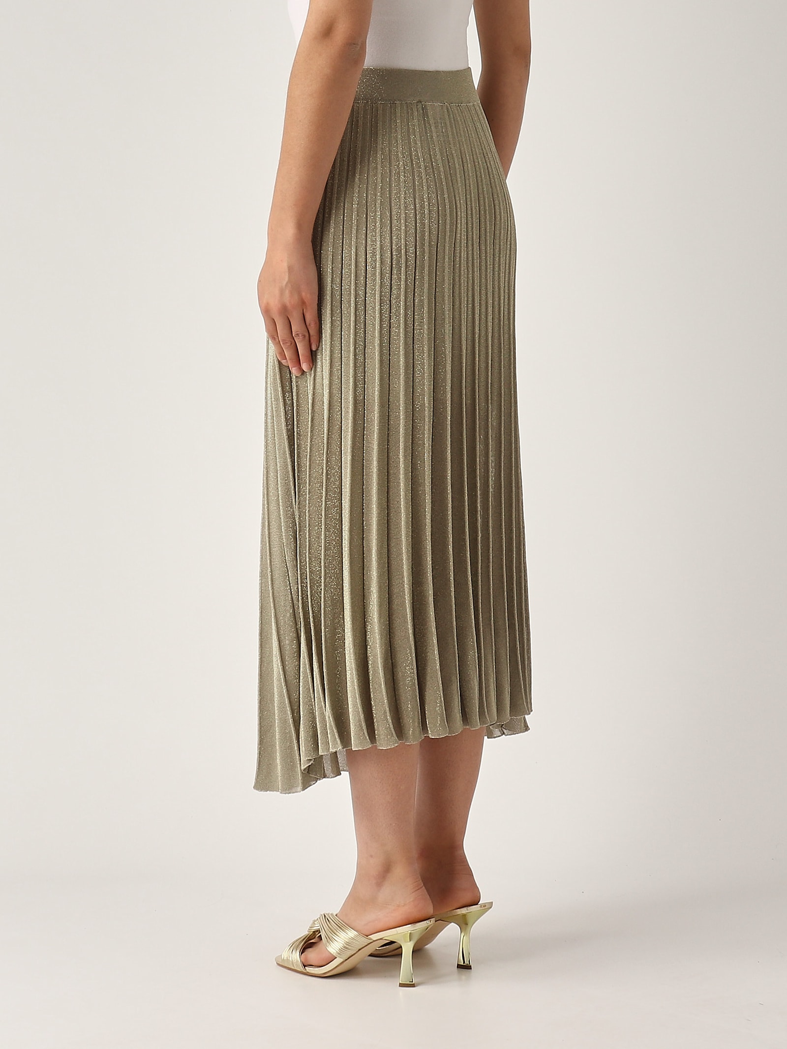 Gran Sasso Gonna Plisse Lurex Skirt In Green