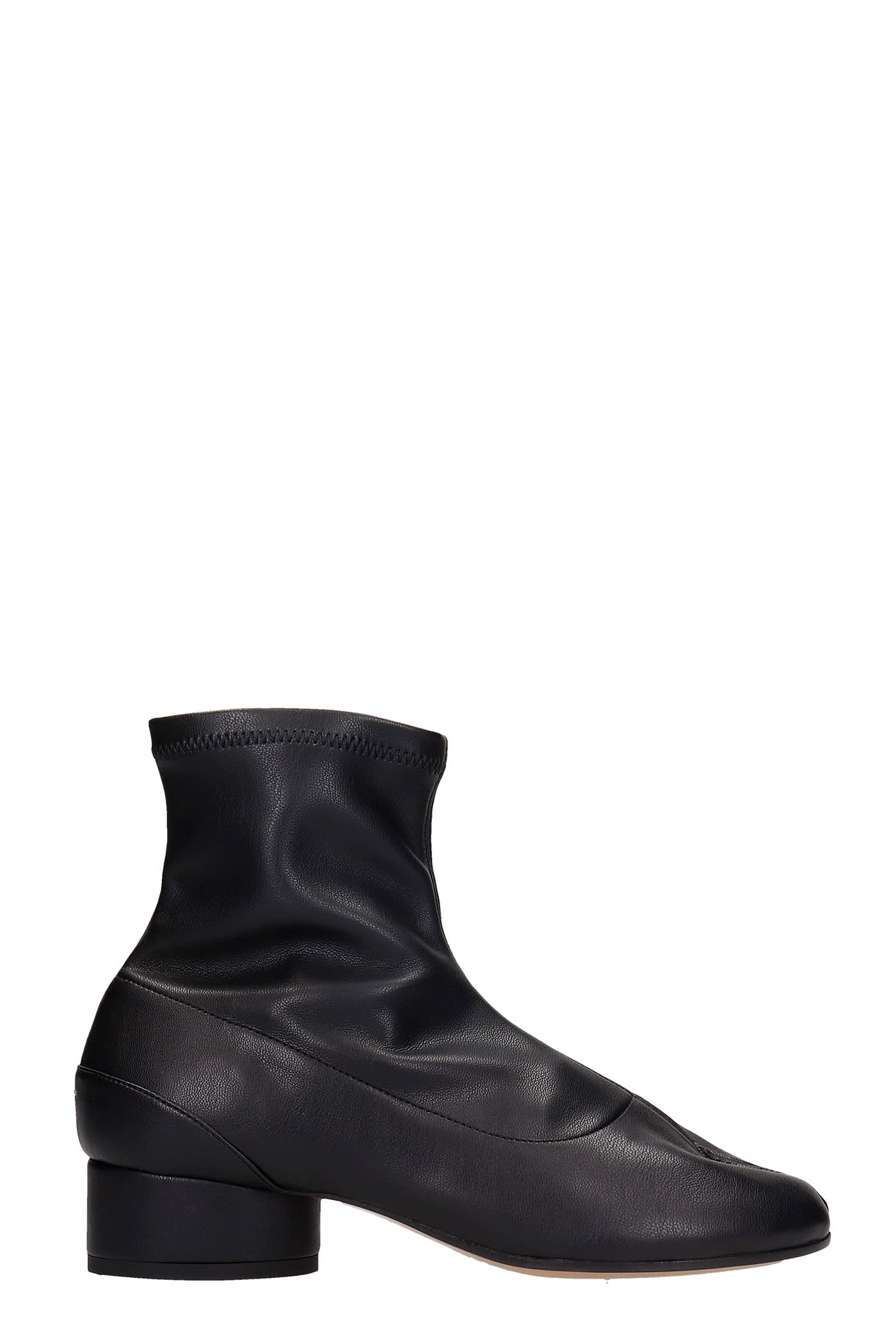 Maison Margiela Tabi Low Heels Ankle Boots In Black Leather