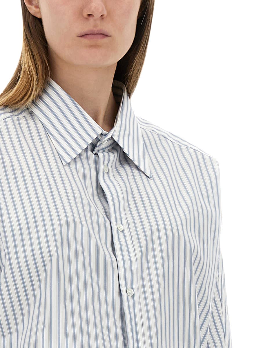 Maison Margiela Striped Dress-shirt Featuring Button Detail In Baby Blue