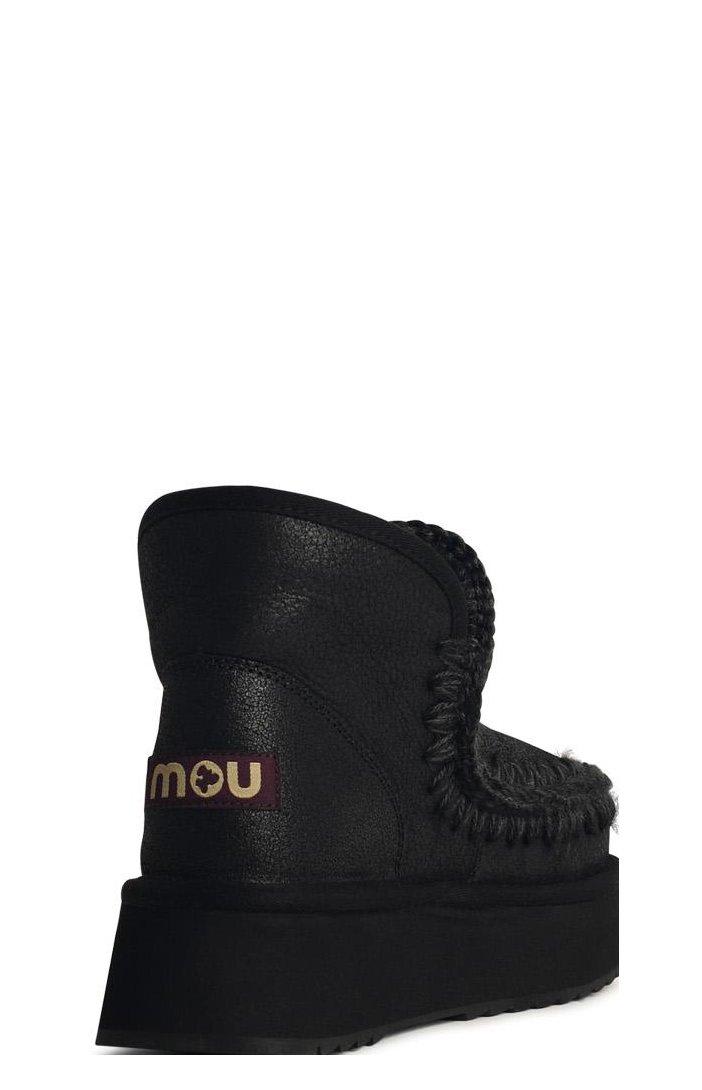 Mou Mini Eskimo Platform Boots With Crochet Stitch Detailing