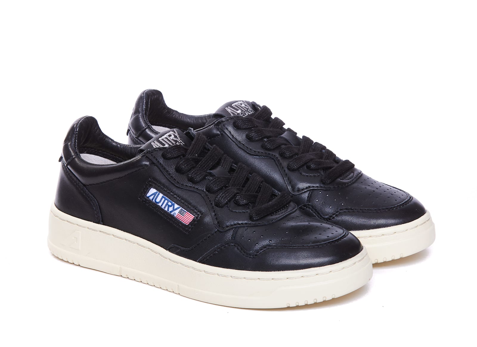 Autry Low-top Sneakers With Goat Leather Upper In Black