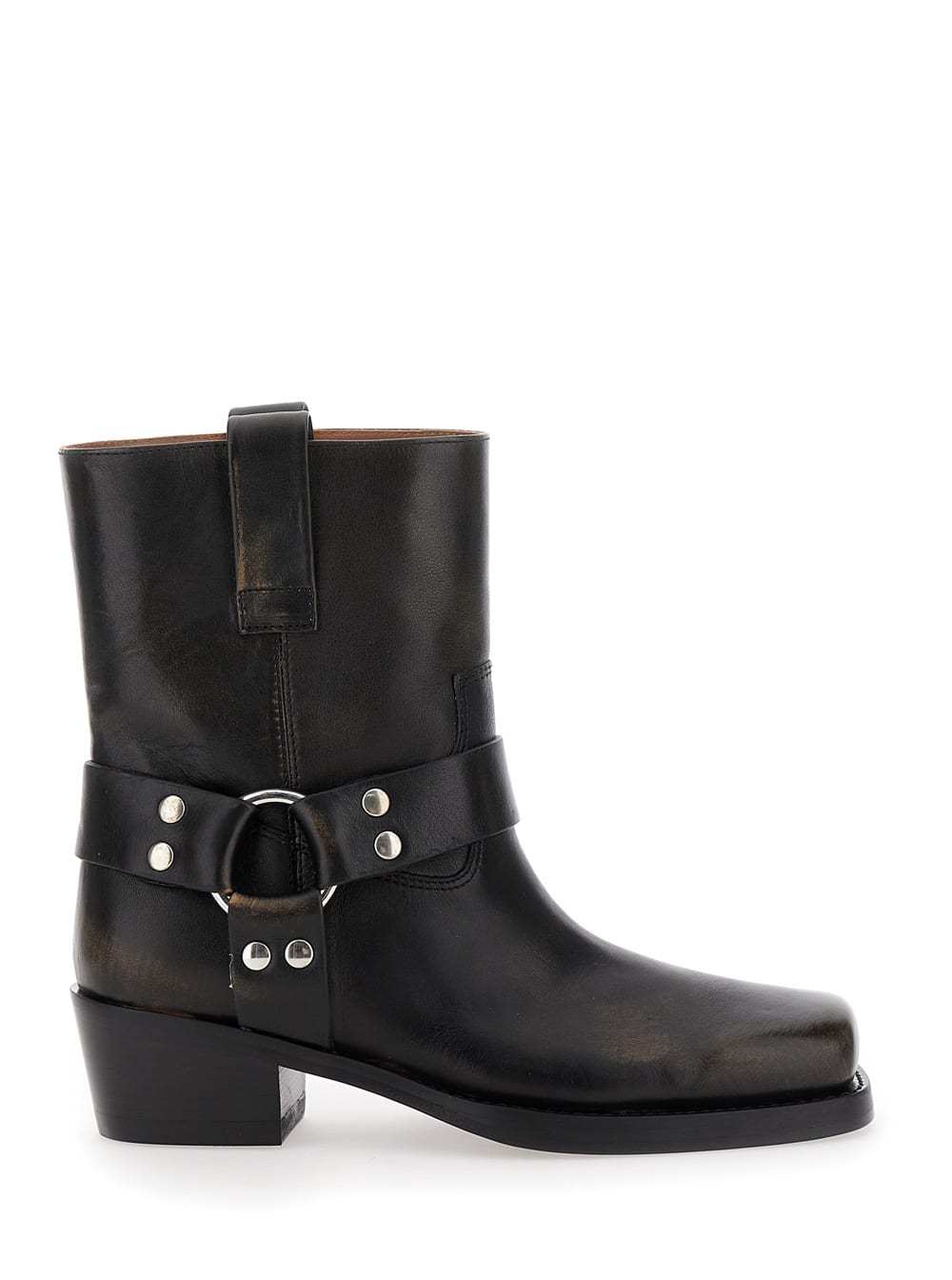 Paris Texas roxy Black Western Style Ankle Boots With Brown Nuances In Leather Woman