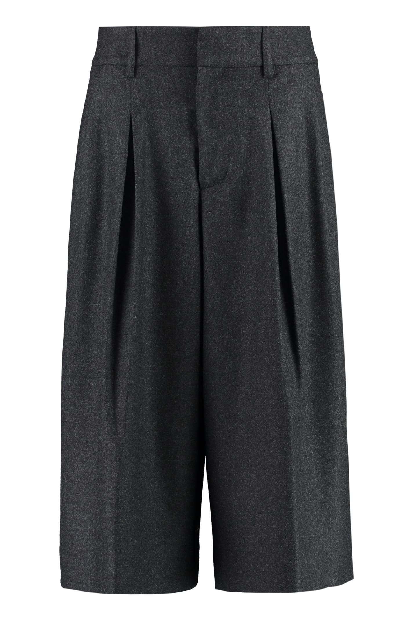 Shop P.a.r.o.s.h Wool Cropped Trousers In Grey