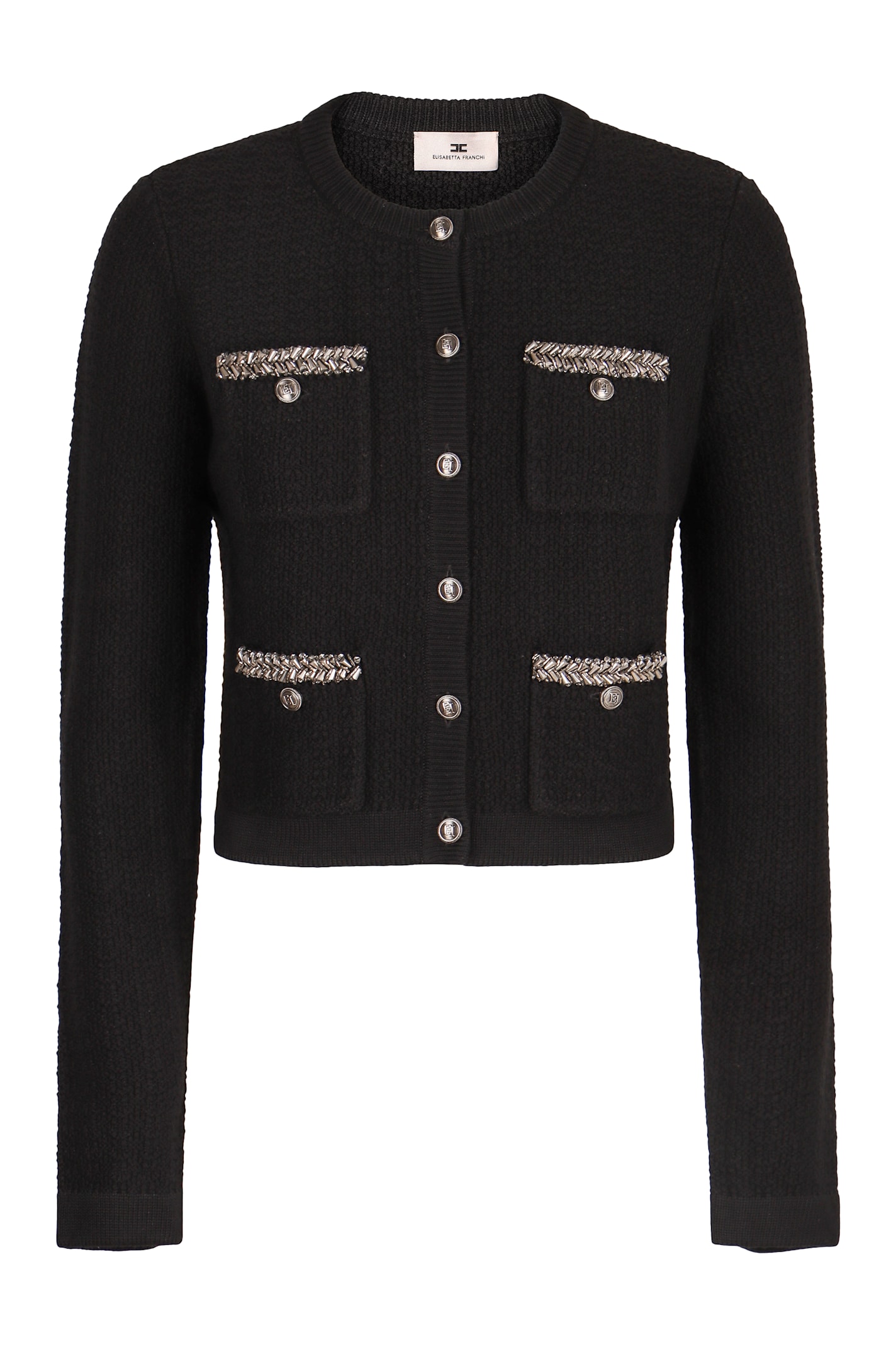 Elisabetta Franchi Wool Cardigan In Brown