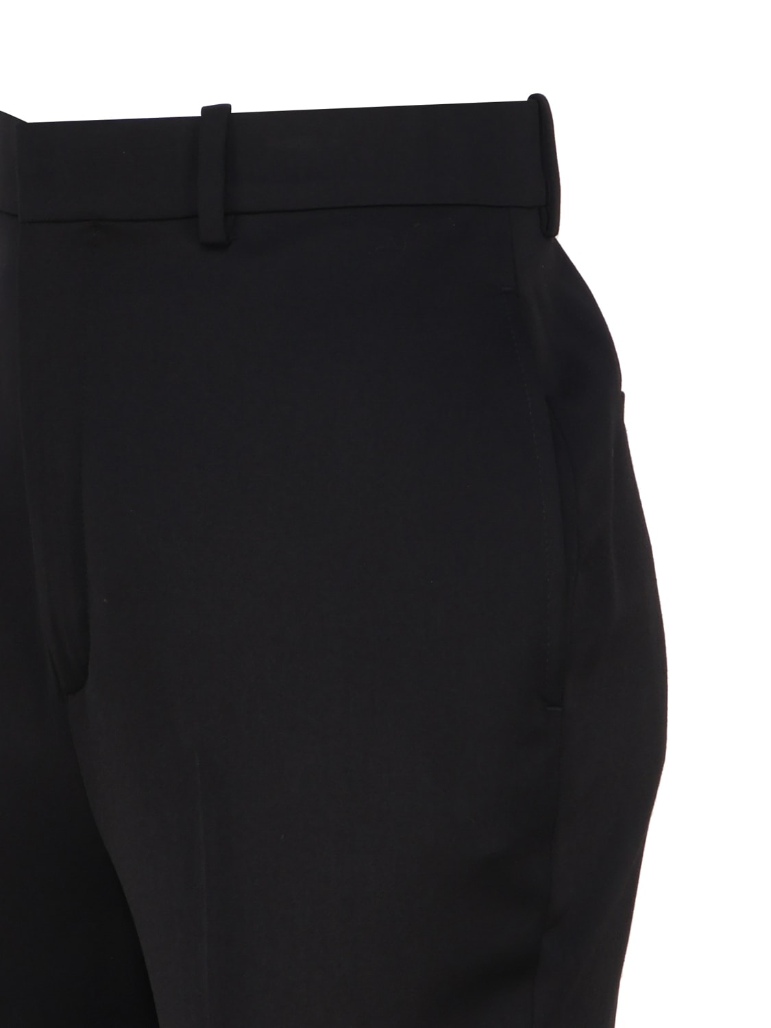 Shop Saint Laurent Wool Satin Trousers In Black