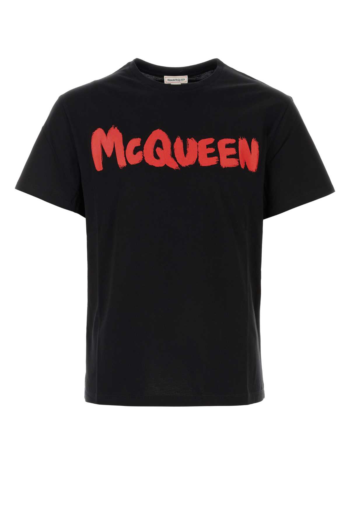 Shop Alexander Mcqueen Black Cotton T-shirt In Blackred