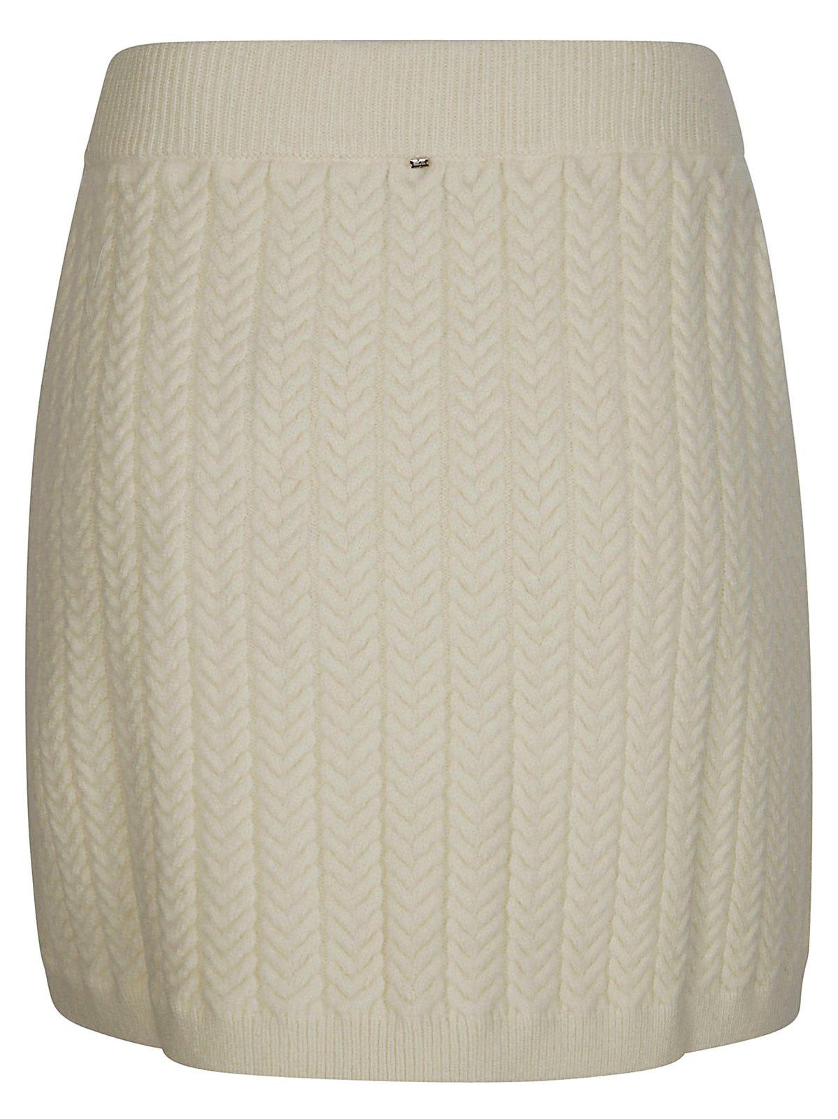 Sportmax Wool Blend Mini Skirt With Ribbed Texture In Butter