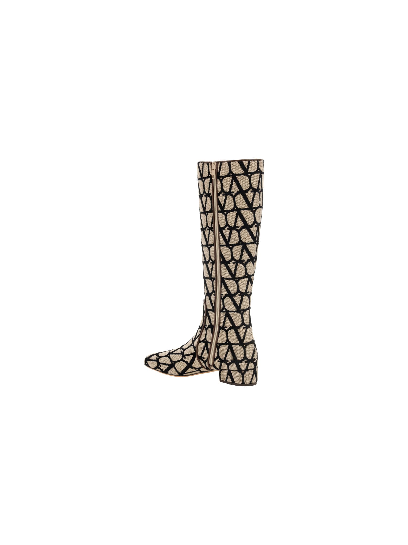 Valentino Garavani Canvas Logo Boots In White