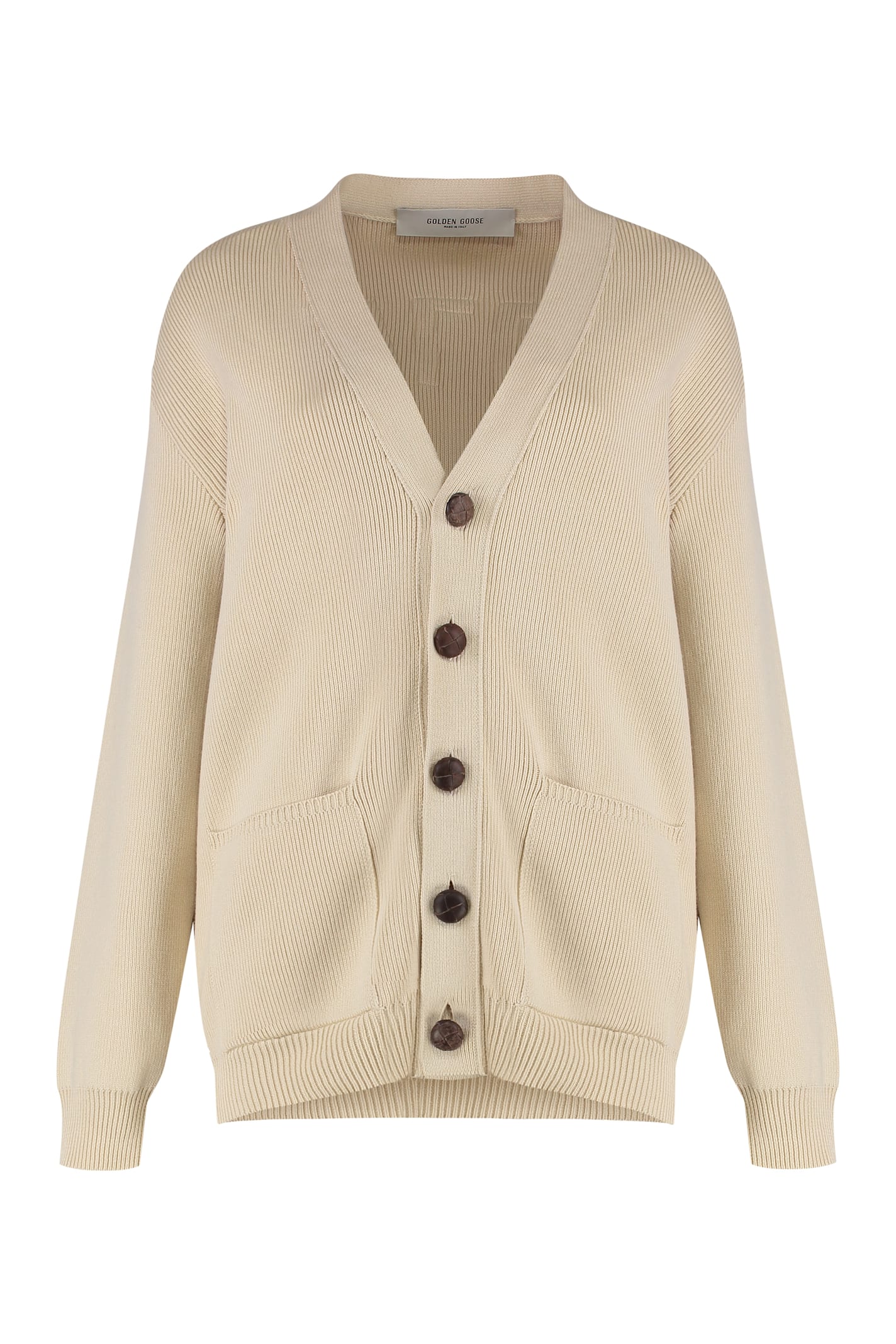Golden Goose Cardigan In Cotton In Neutral