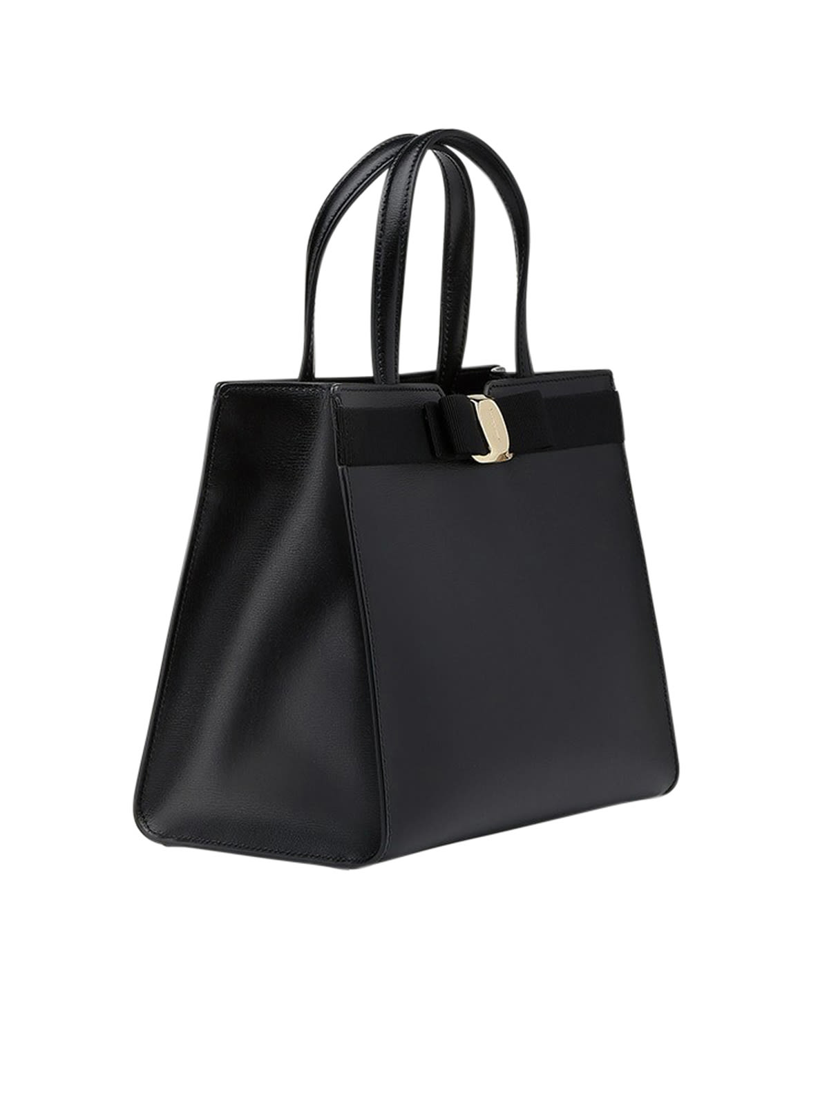 Shop Ferragamo Vara Bow Medium Top Handle Bag In Black