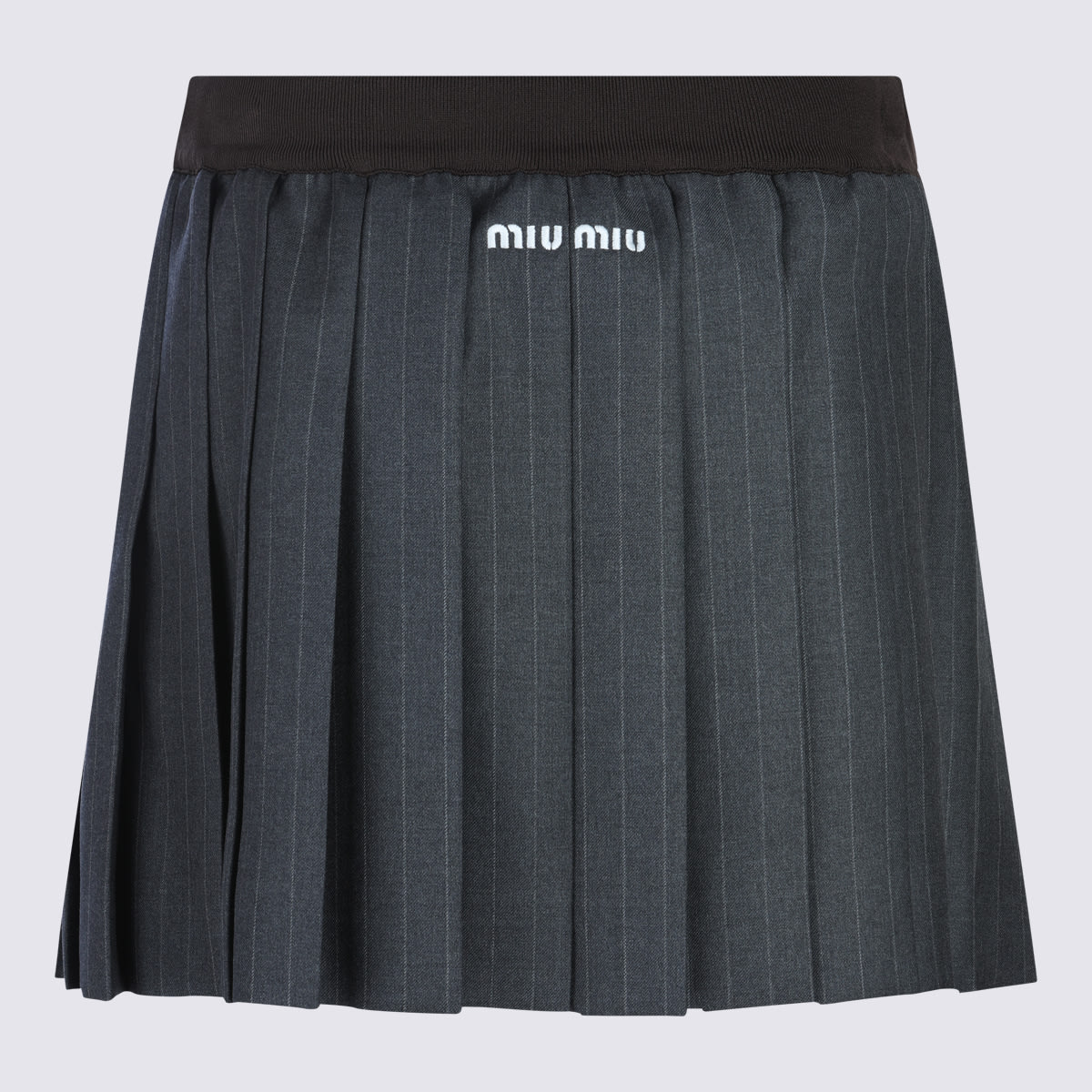 Miu Miu Grey Wool Skirt In Black
