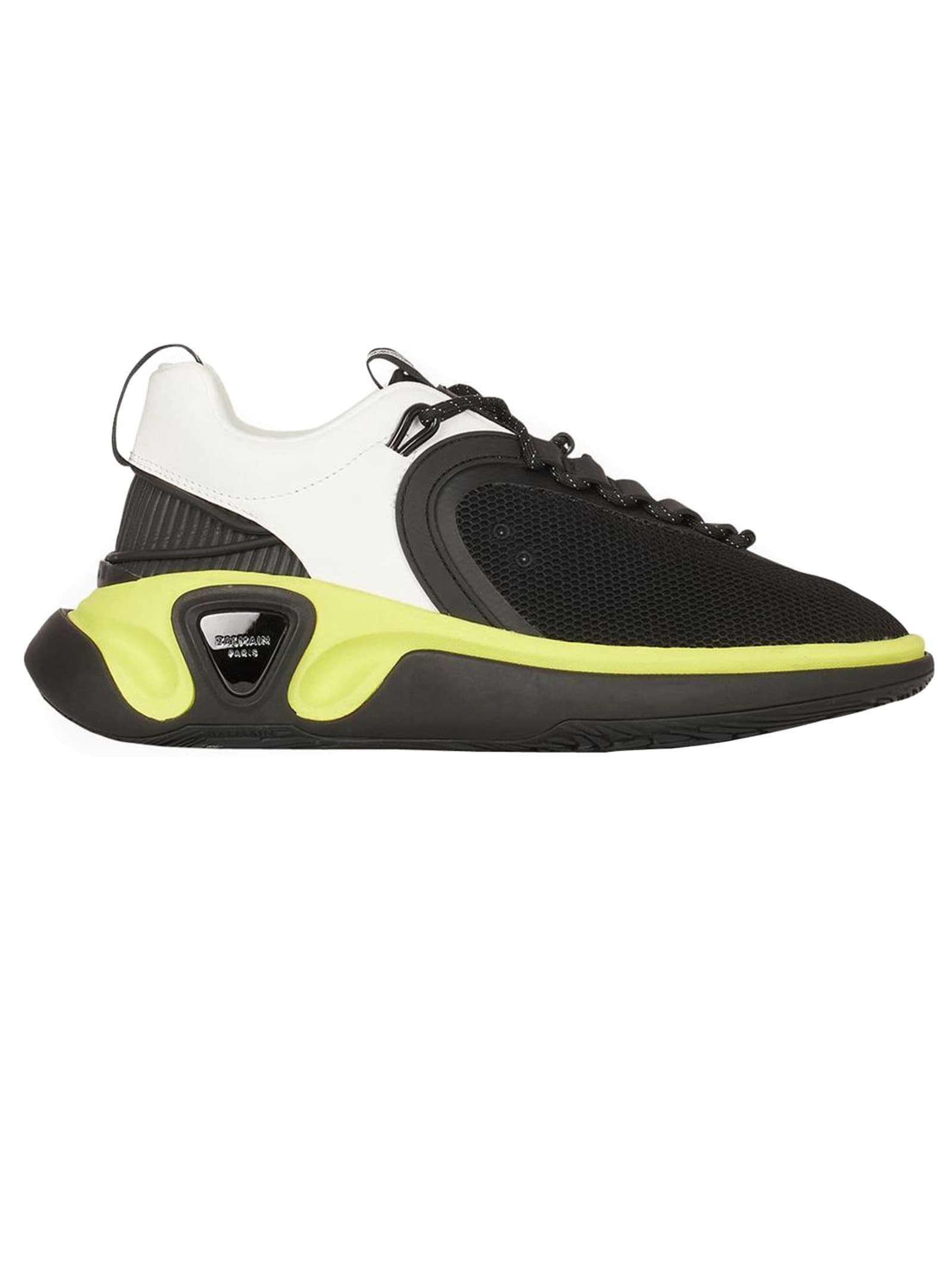 Balmain White, Black And Yellow B-runner Sneakers