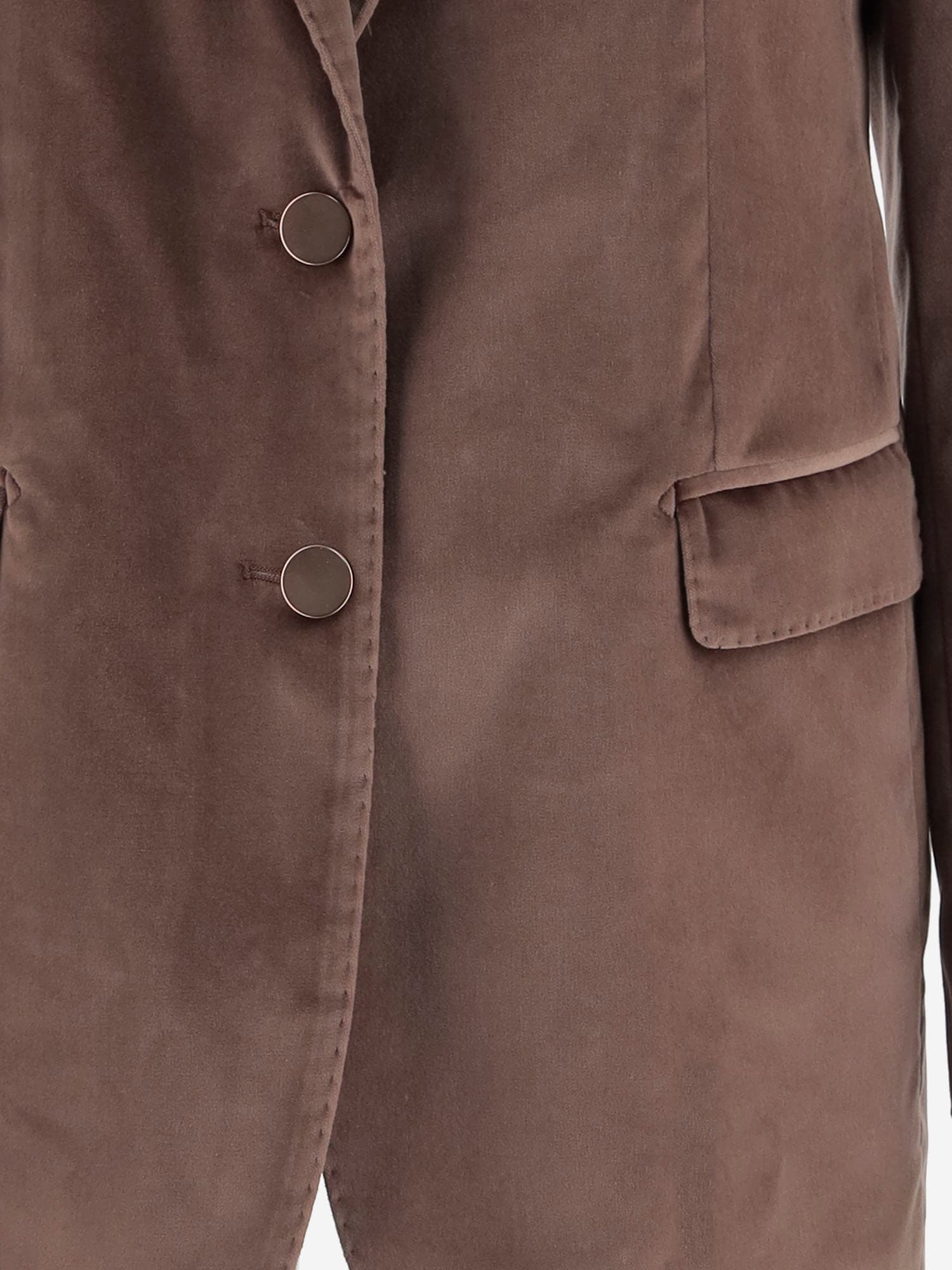 Tagliatore Single-breasted Jacket In Stretch Cotton Velvet In Brown