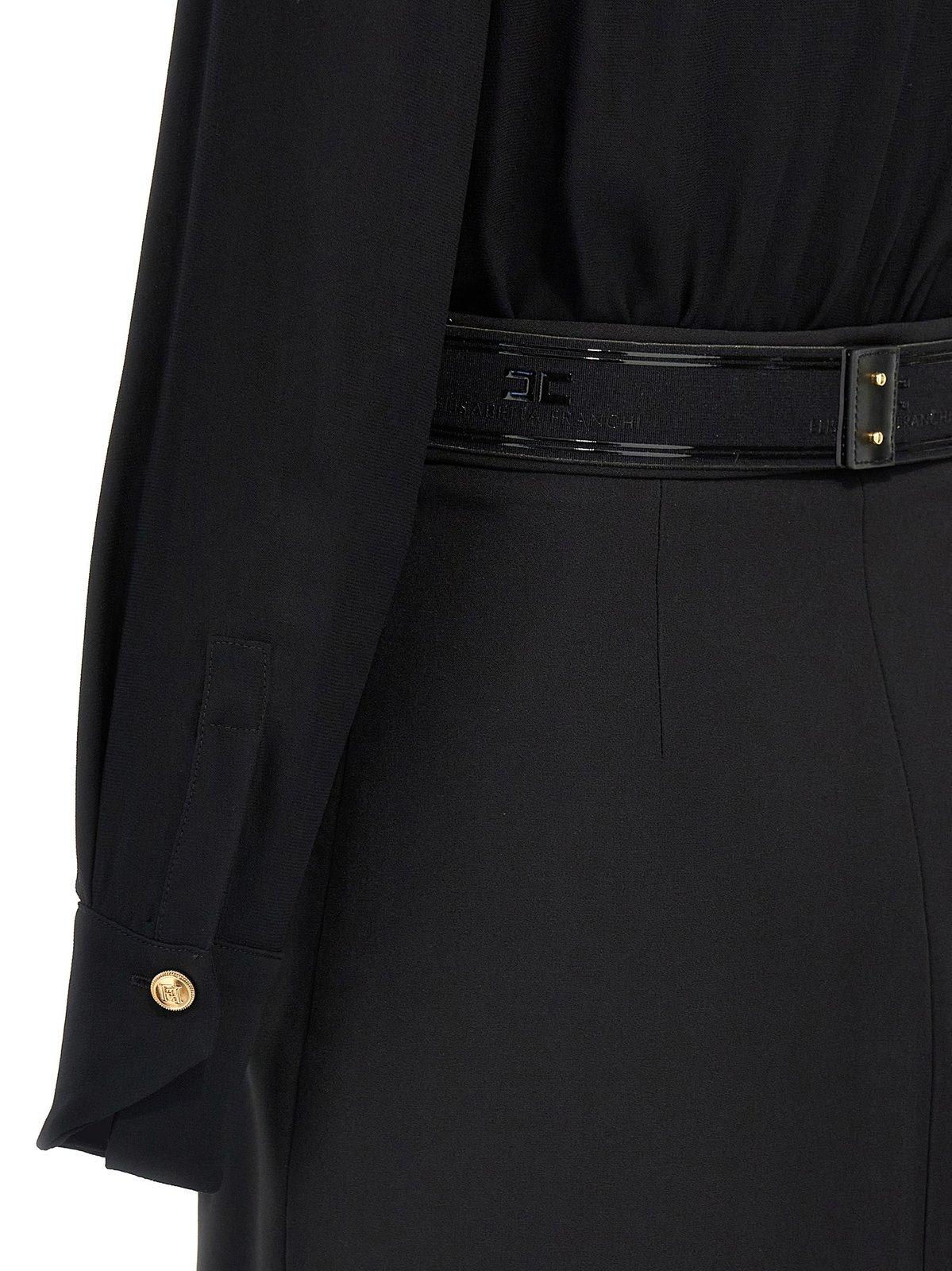 Elisabetta Franchi Wrap-design Cargo-pocket Mini Dress In Nero