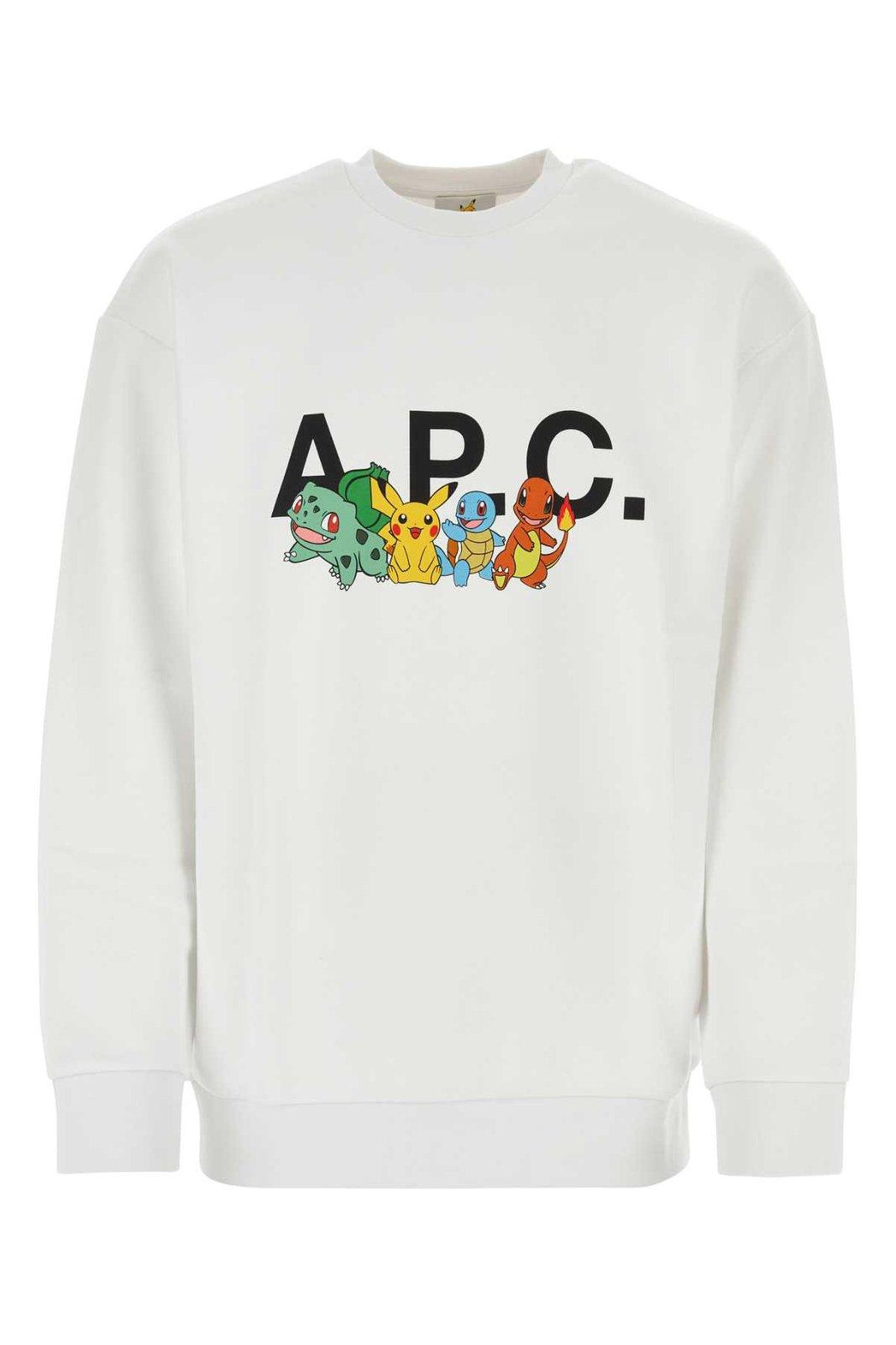 Apc X Pokemon Logo Printed Crewneck Sweatshirt In Aab White